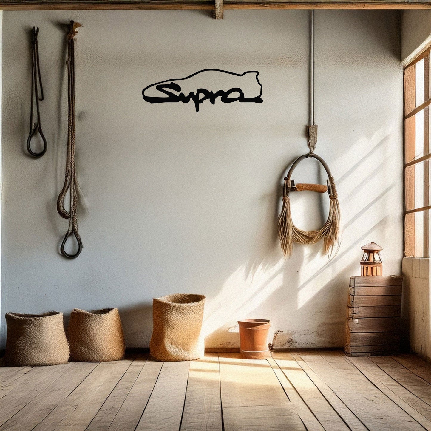 Toyota Supra Metal Wall Art - Laser Cut Black Metal Decor for Car Enthusiasts, Available in 3 Sizes