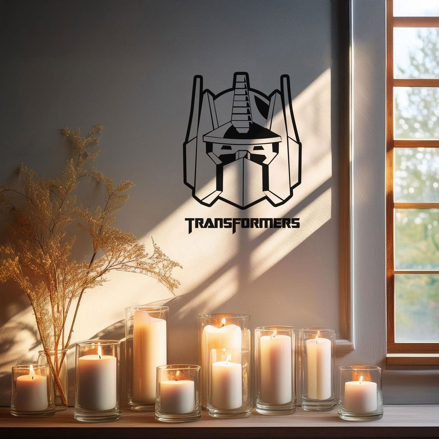 Optimus Prime Metal Wall Art - Laser Cut Black Metal Decor for Transformers Fans, Available in 3 Sizes