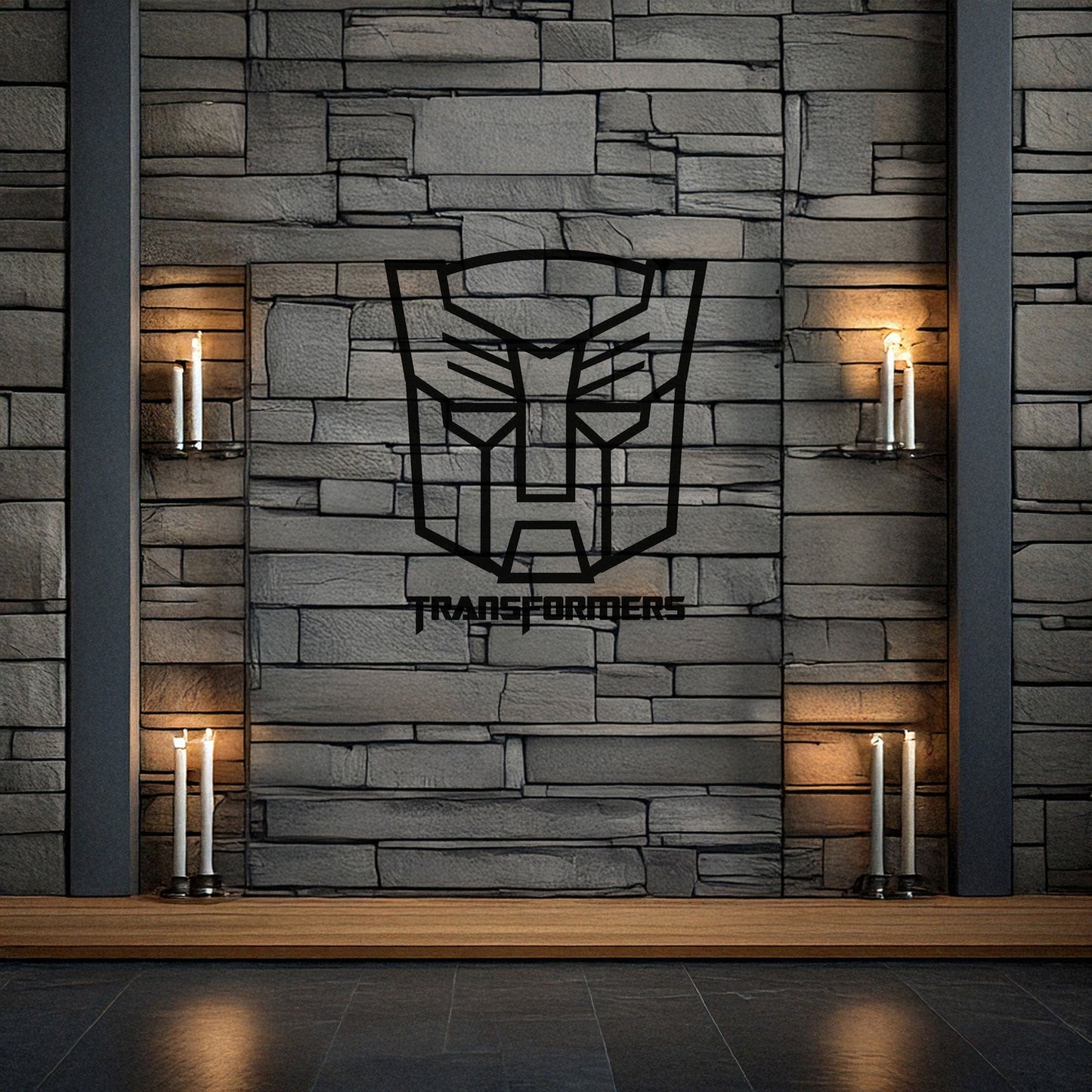 Transformers Logo Metal Wall Art - Laser Cut Black Metal Decor for Sci-Fi Fans, Available in 3 Sizes