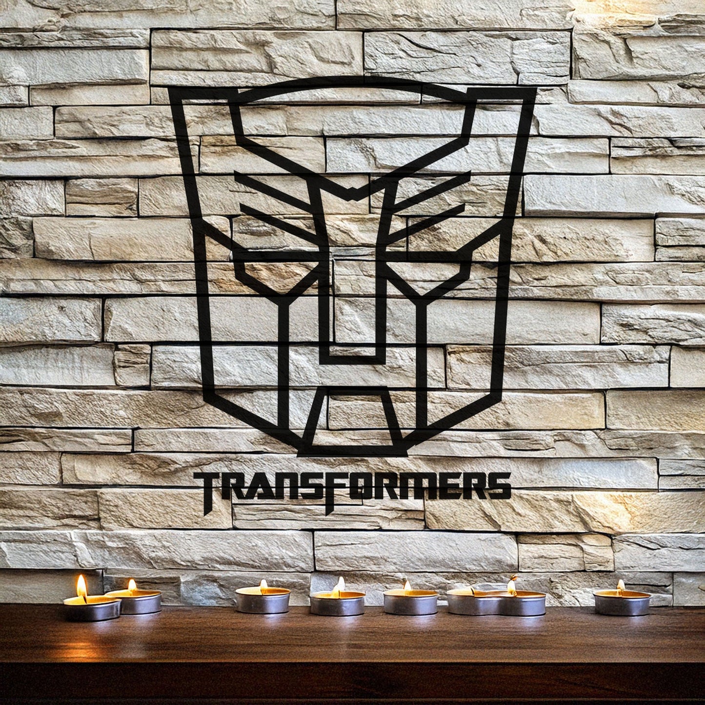 Transformers Logo Metal Wall Art - Laser Cut Black Metal Decor for Sci-Fi Fans, Available in 3 Sizes