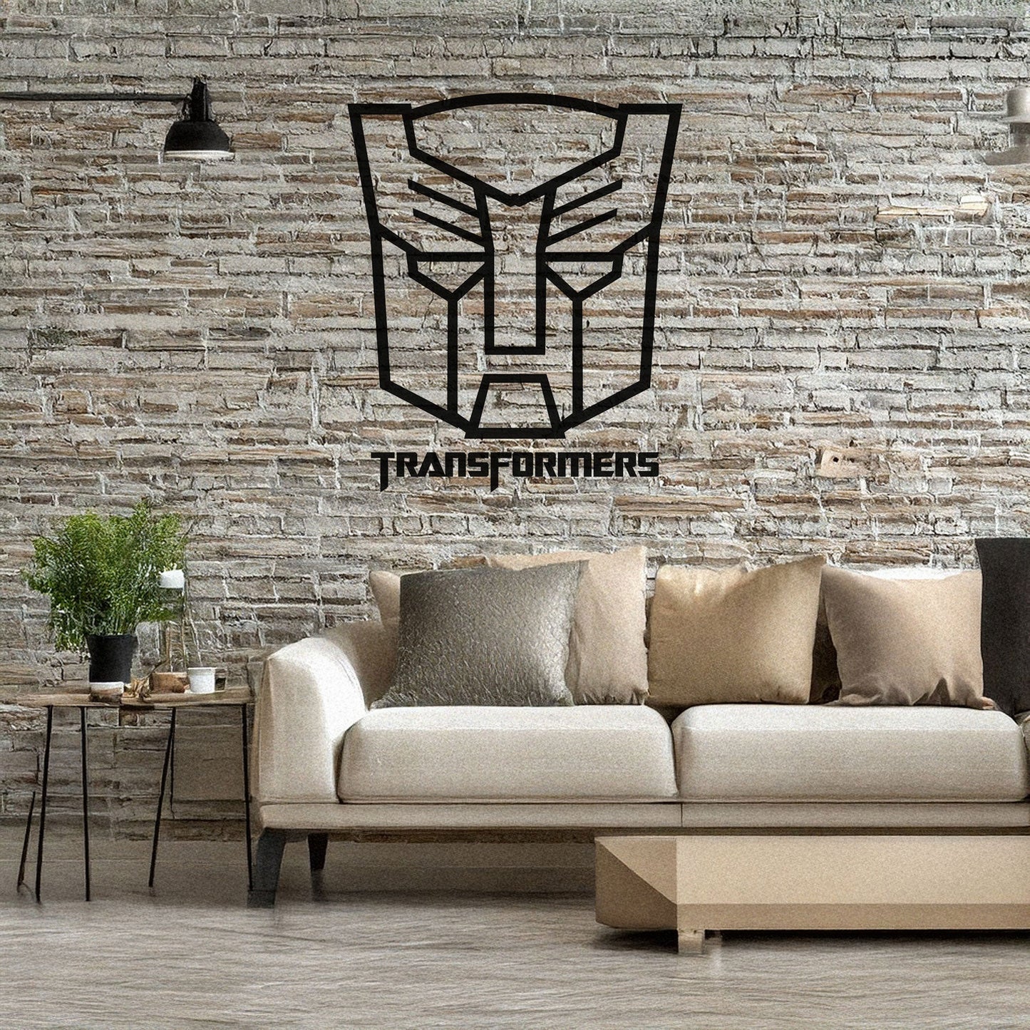 Transformers Logo Metal Wall Art - Laser Cut Black Metal Decor for Sci-Fi Fans, Available in 3 Sizes