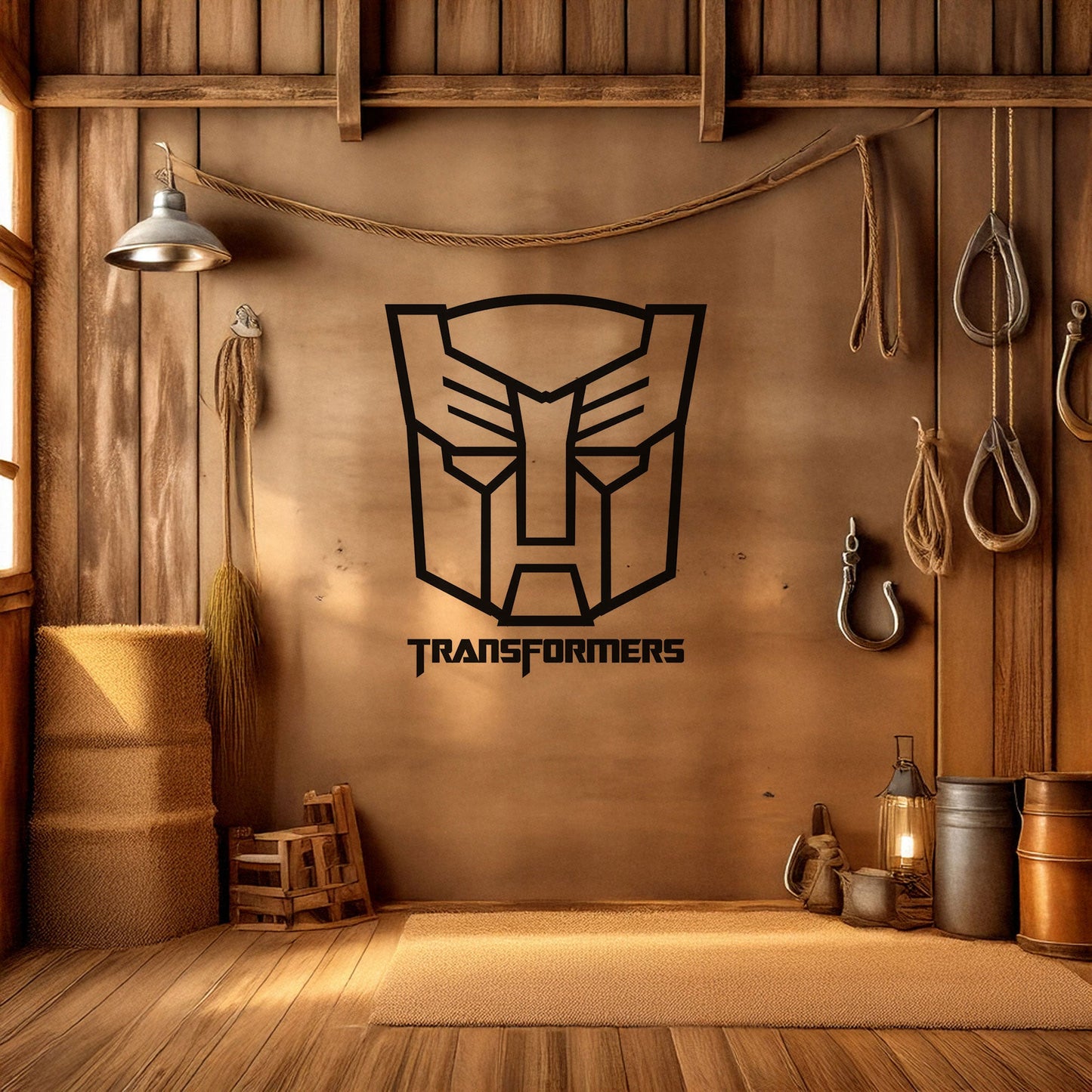 Transformers Logo Metal Wall Art - Laser Cut Black Metal Decor for Sci-Fi Fans, Available in 3 Sizes