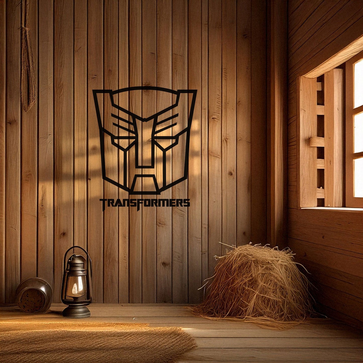 Transformers Logo Metal Wall Art - Laser Cut Black Metal Decor for Sci-Fi Fans, Available in 3 Sizes