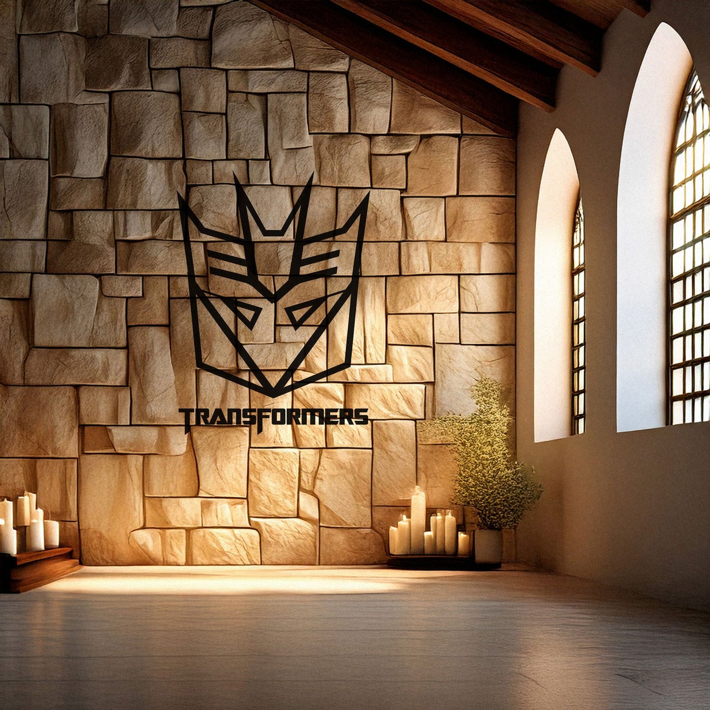 Decepticon Logo Metal Wall Art - Laser Cut Black Metal Decor for Transformers Fans, Sci-Fi Room Decoration in 3 Sizes