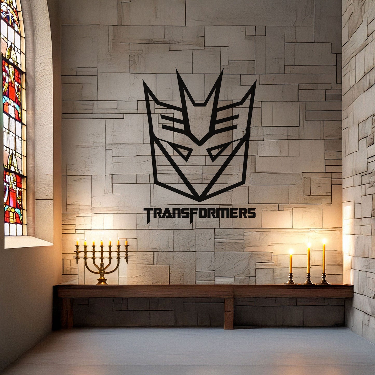 Decepticon Logo Metal Wall Art - Laser Cut Black Metal Decor for Transformers Fans, Sci-Fi Room Decoration in 3 Sizes