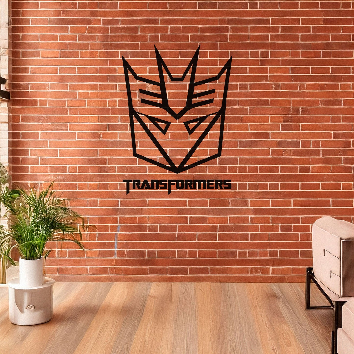 Decepticon Logo Metal Wall Art - Laser Cut Black Metal Decor for Transformers Fans, Sci-Fi Room Decoration in 3 Sizes