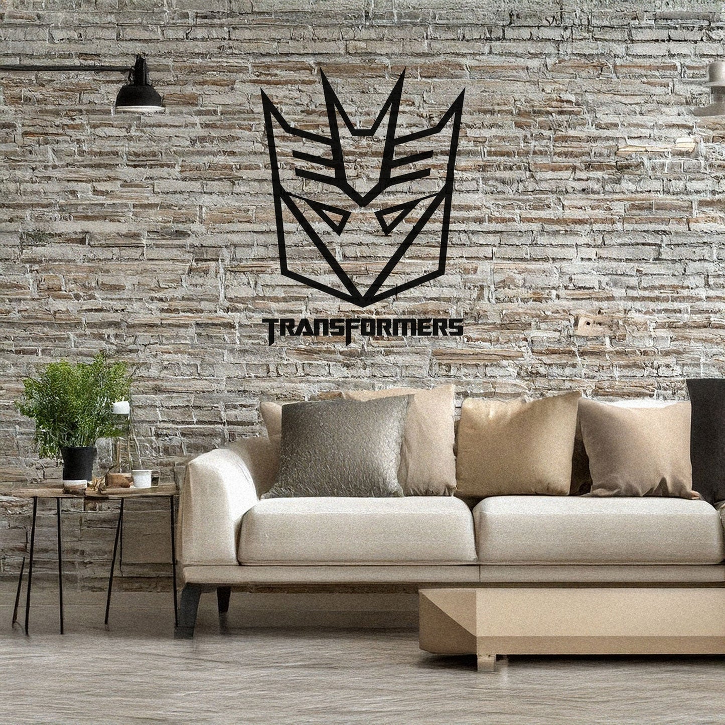 Decepticon Logo Metal Wall Art - Laser Cut Black Metal Decor for Transformers Fans, Sci-Fi Room Decoration in 3 Sizes