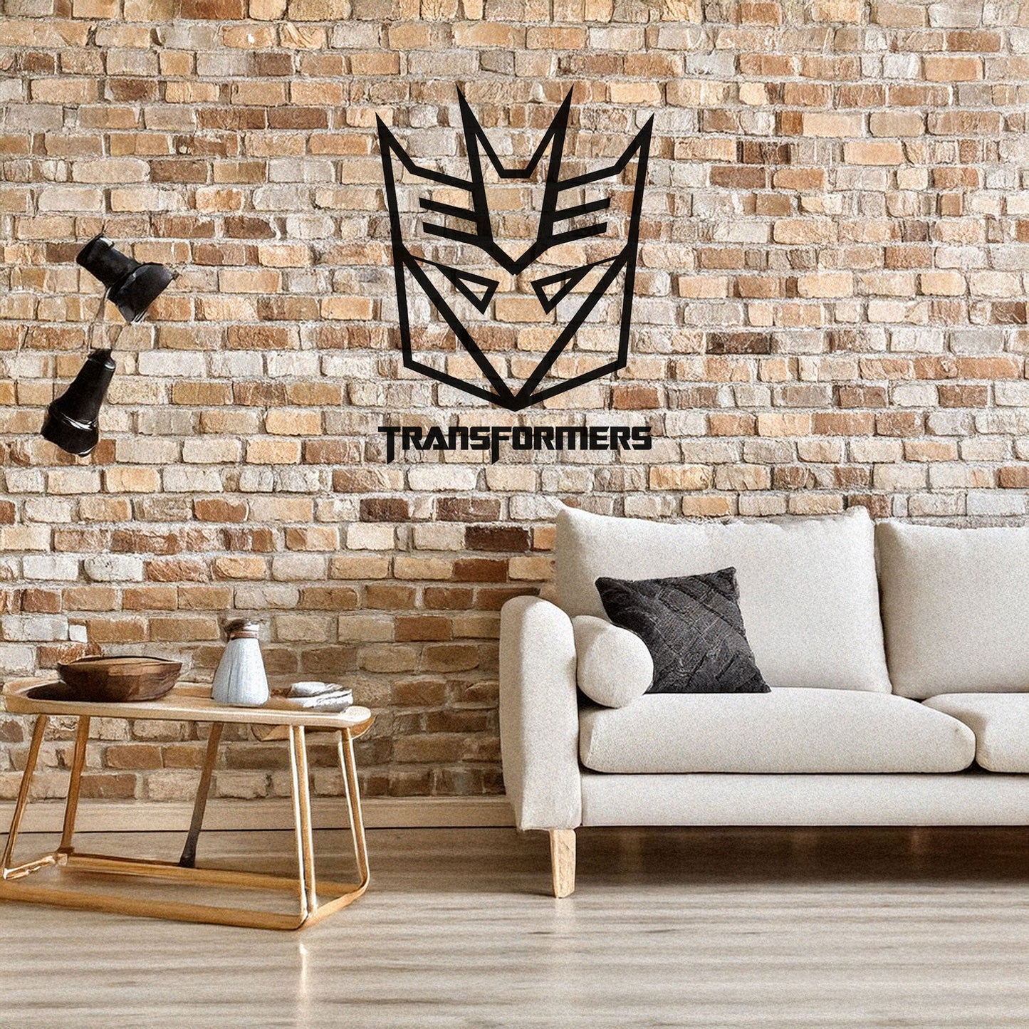 Decepticon Logo Metal Wall Art - Laser Cut Black Metal Decor for Transformers Fans, Sci-Fi Room Decoration in 3 Sizes
