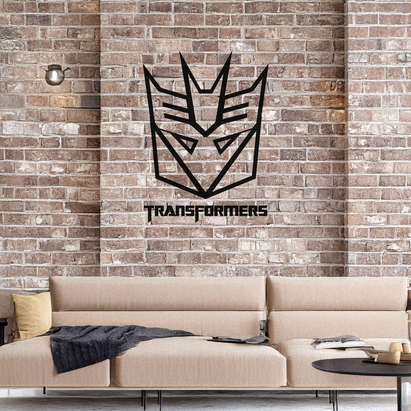 Decepticon Logo Metal Wall Art - Laser Cut Black Metal Decor for Transformers Fans, Sci-Fi Room Decoration in 3 Sizes