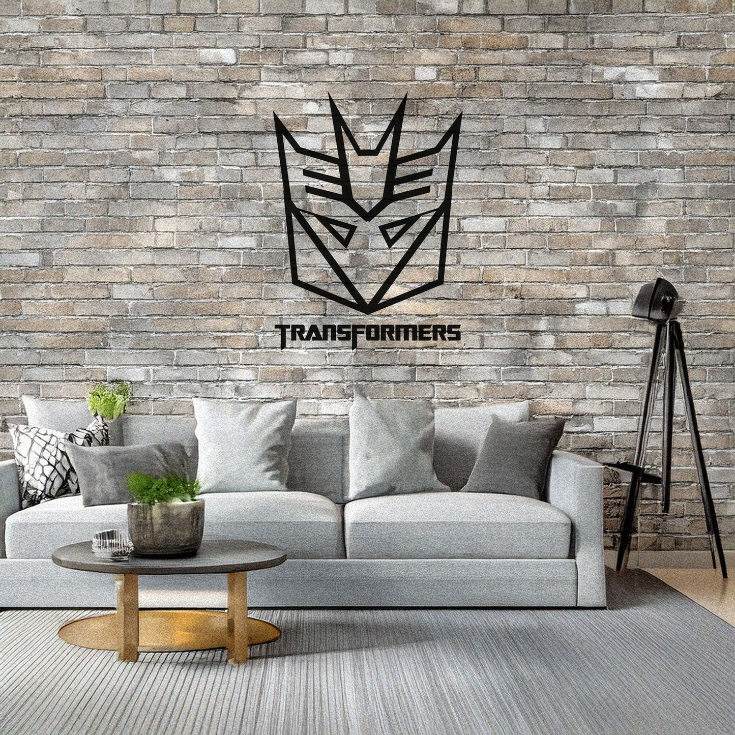 Decepticon Logo Metal Wall Art - Laser Cut Black Metal Decor for Transformers Fans, Sci-Fi Room Decoration in 3 Sizes