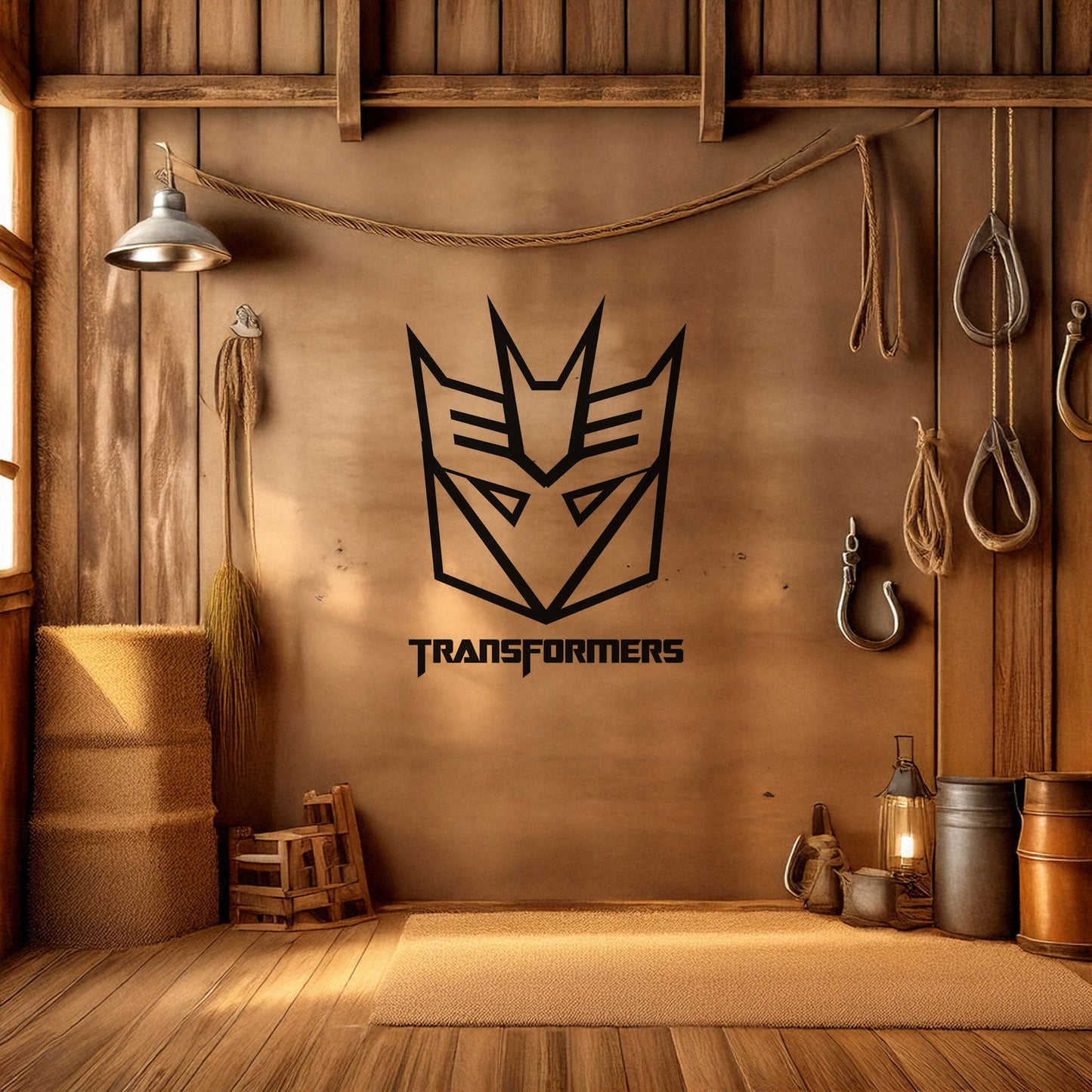 Decepticon Logo Metal Wall Art - Laser Cut Black Metal Decor for Transformers Fans, Sci-Fi Room Decoration in 3 Sizes