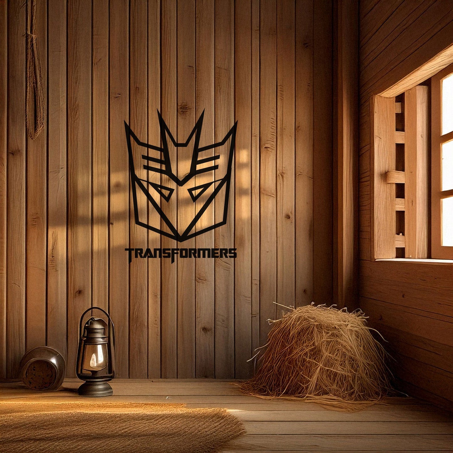 Decepticon Logo Metal Wall Art - Laser Cut Black Metal Decor for Transformers Fans, Sci-Fi Room Decoration in 3 Sizes
