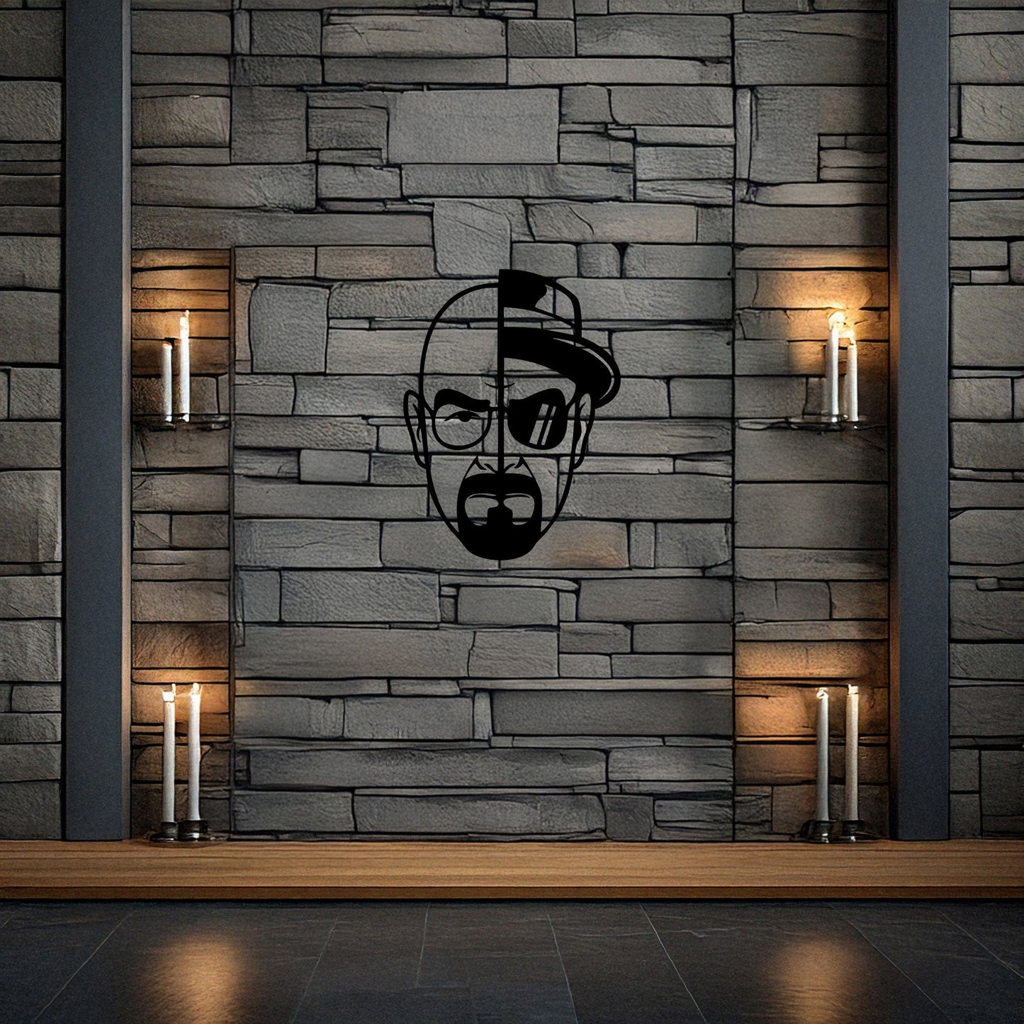 Walter White Metal Wall Art - Black Laser Cut Breaking Bad Decor, 3 Sizes for TV Show Fans & Unique Home Decoration
