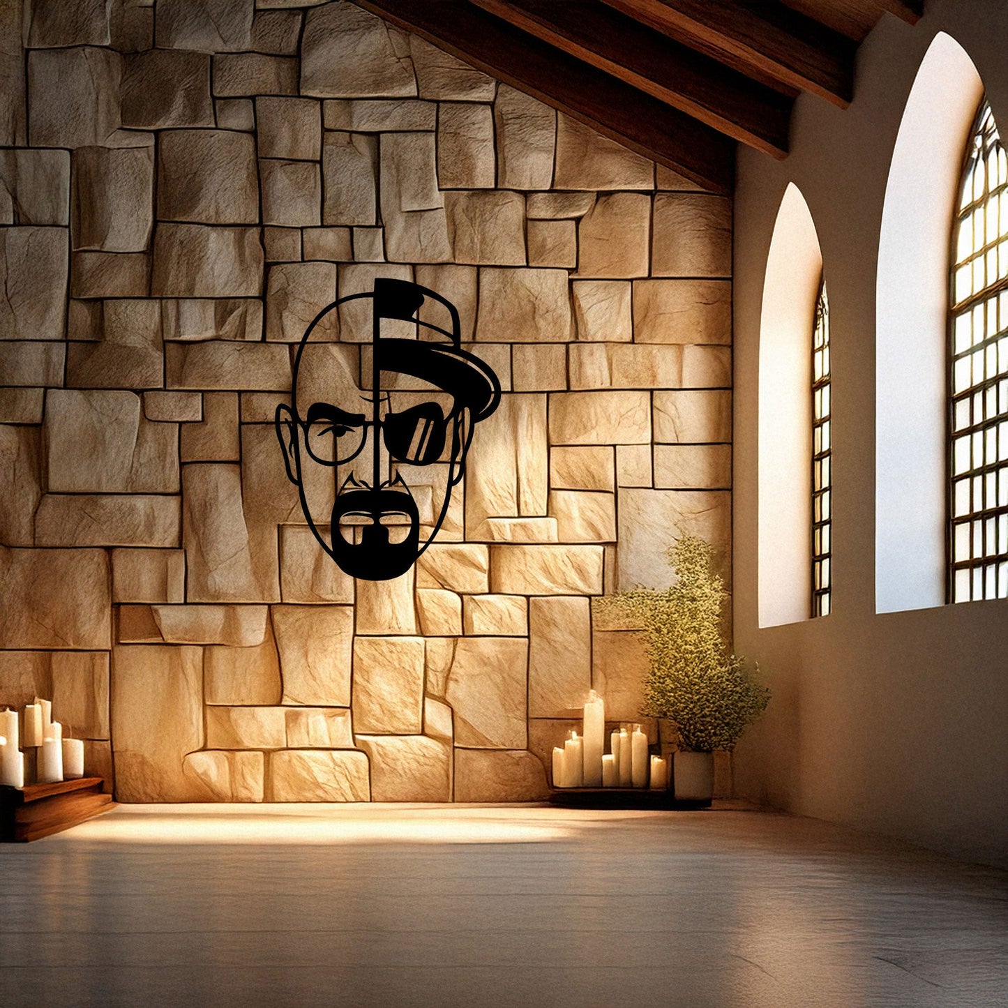 Walter White Metal Wall Art - Black Laser Cut Breaking Bad Decor, 3 Sizes for TV Show Fans & Unique Home Decoration