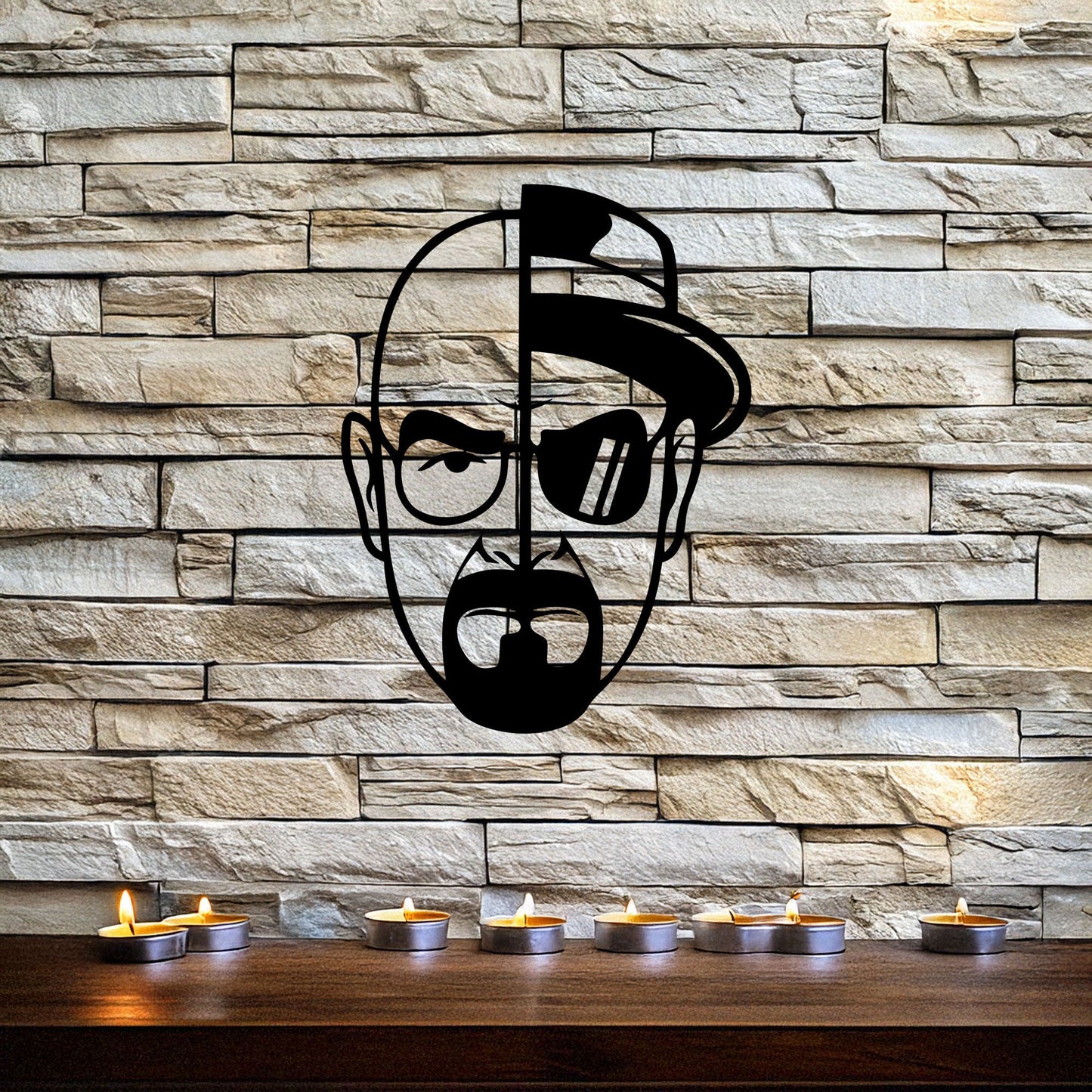 Walter White Metal Wall Art - Black Laser Cut Breaking Bad Decor, 3 Sizes for TV Show Fans & Unique Home Decoration