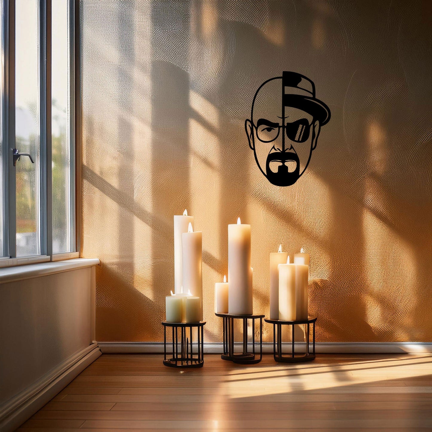 Walter White Metal Wall Art - Black Laser Cut Breaking Bad Decor, 3 Sizes for TV Show Fans & Unique Home Decoration
