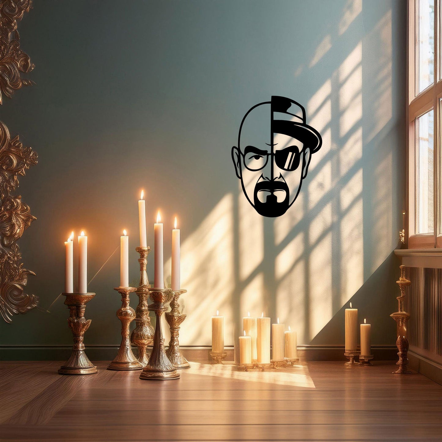 Walter White Metal Wall Art - Black Laser Cut Breaking Bad Decor, 3 Sizes for TV Show Fans & Unique Home Decoration