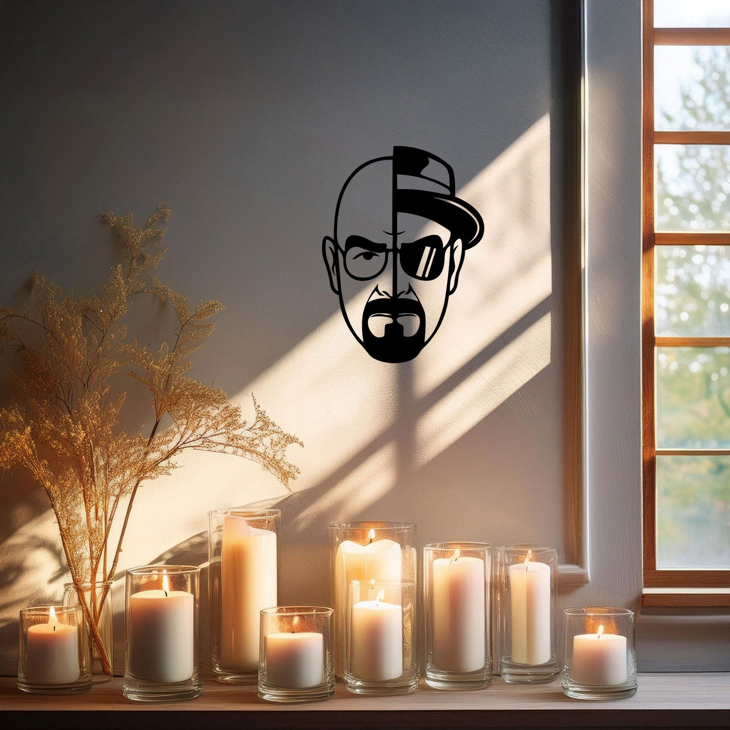 Walter White Metal Wall Art - Black Laser Cut Breaking Bad Decor, 3 Sizes for TV Show Fans & Unique Home Decoration