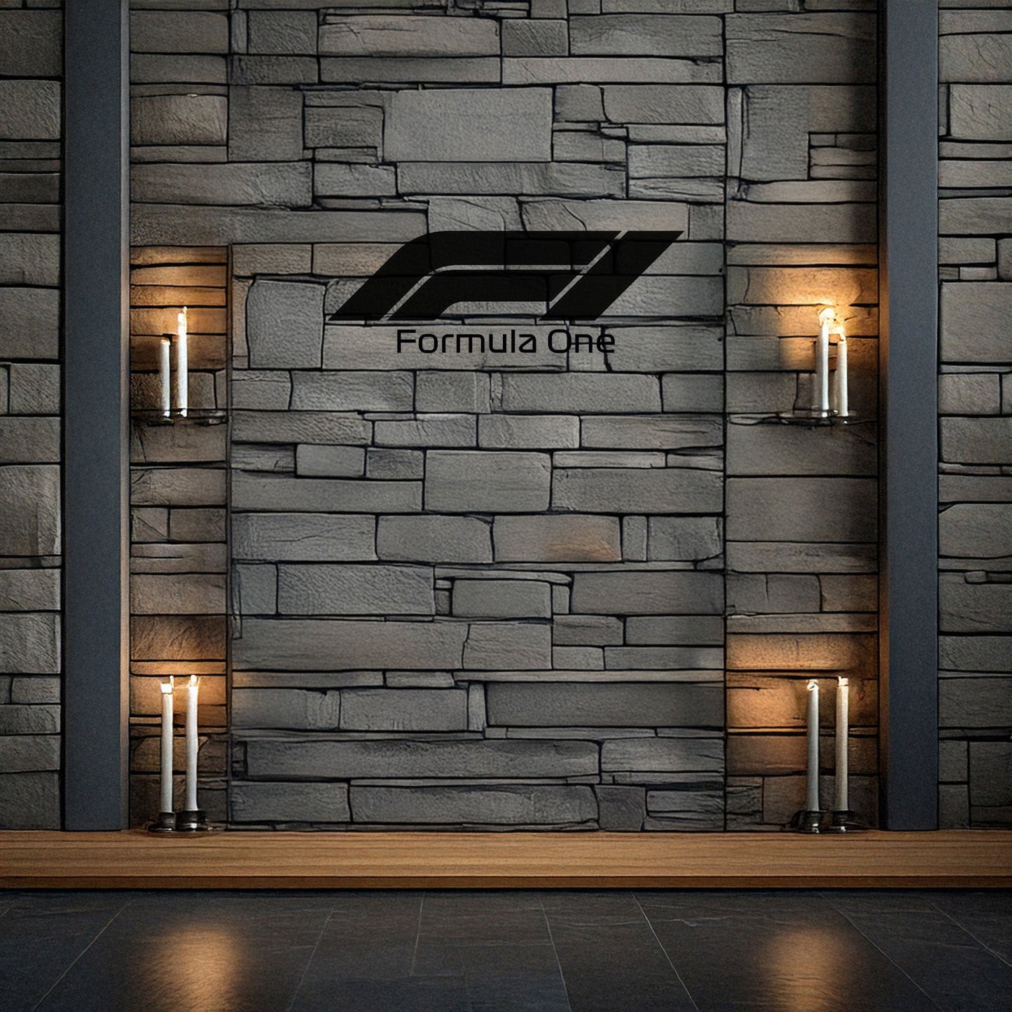 F1 Logo Laser Cut Metal Wall Art - Black Modern Decor in 3 Sizes, Gift for Formula 1 Fans