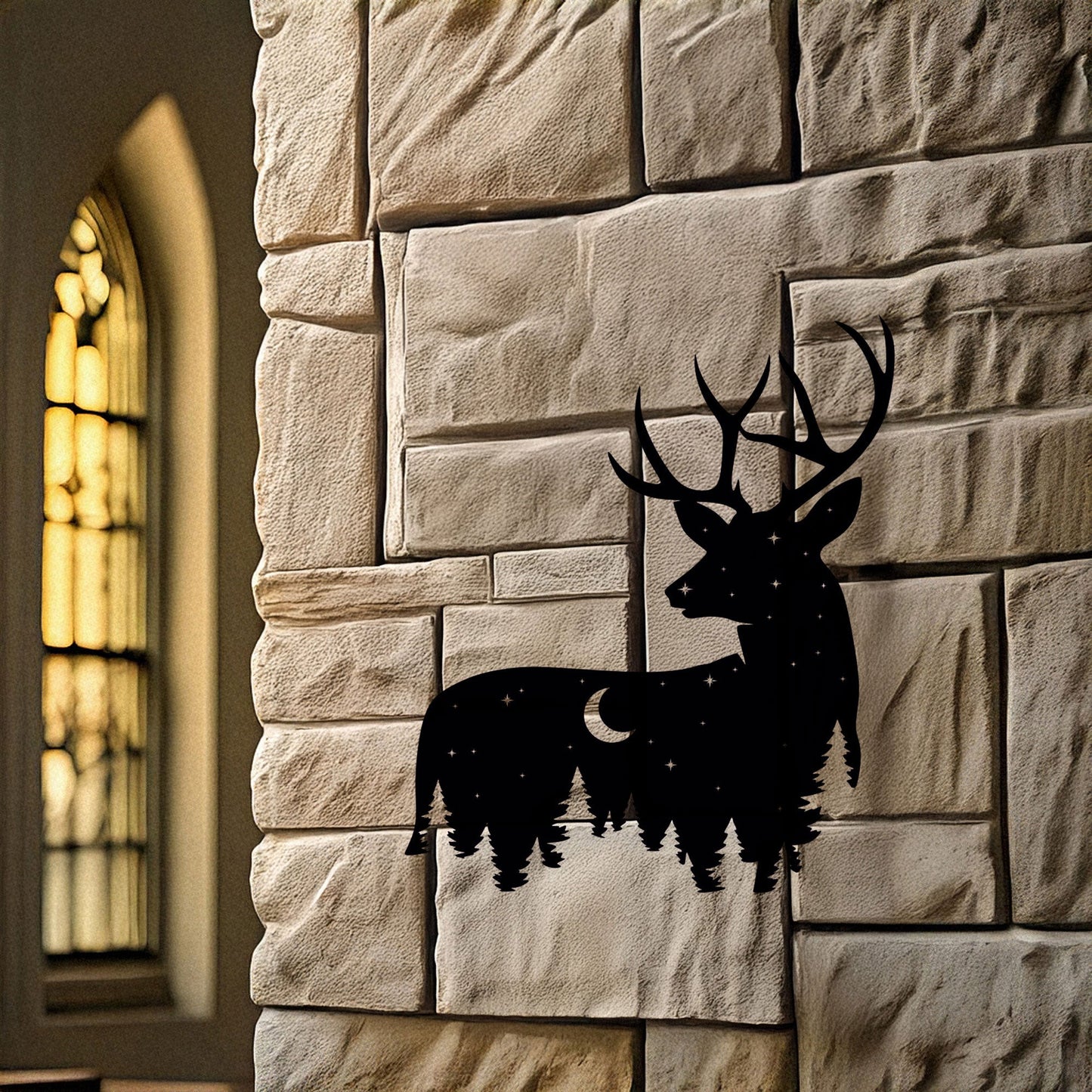 Deer Wildlife Forest Laser Cut Wall Art - Black Metal Nature Decor in 3 Sizes, Perfect Gift for Home or Cabin