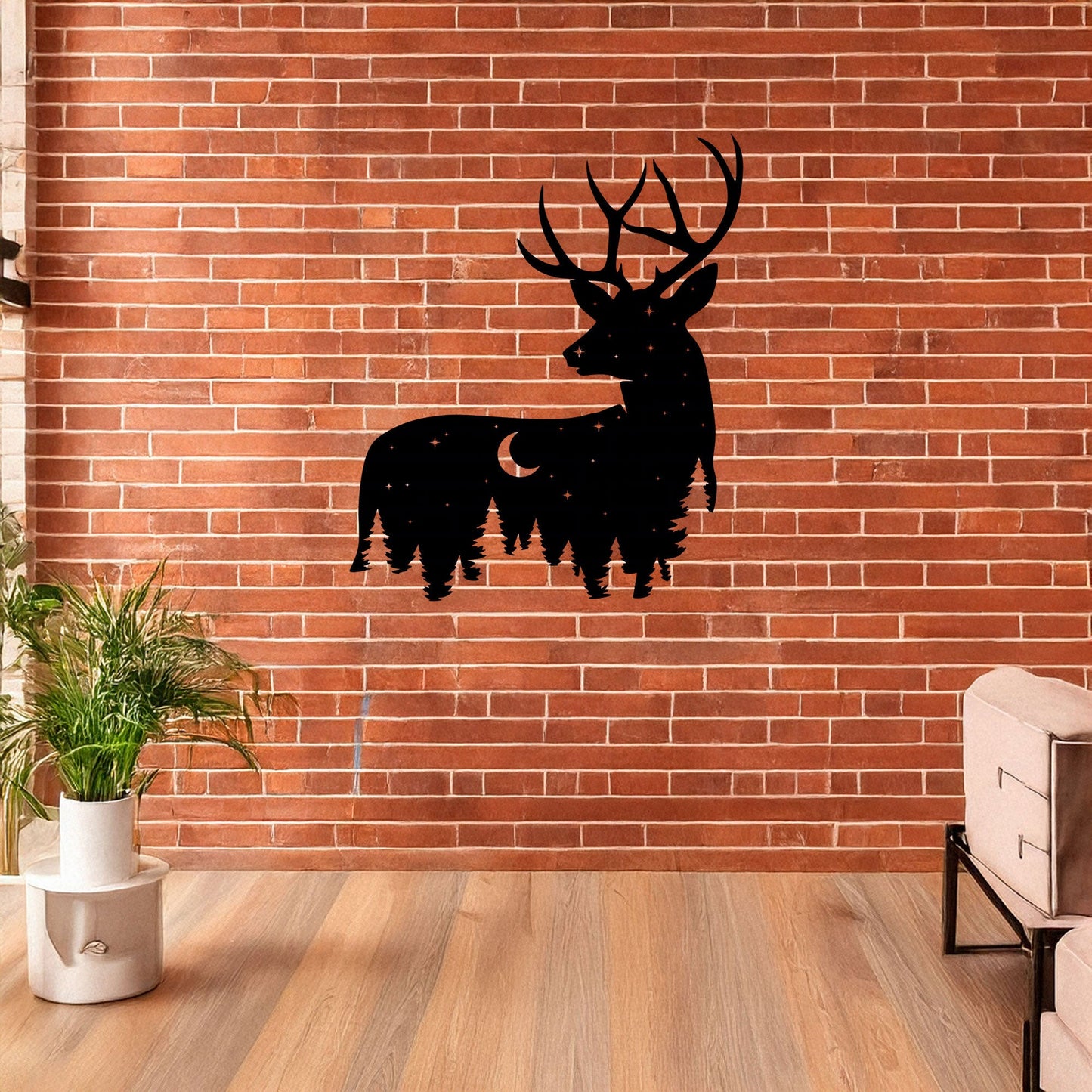 Deer Wildlife Forest Laser Cut Wall Art - Black Metal Nature Decor in 3 Sizes, Perfect Gift for Home or Cabin
