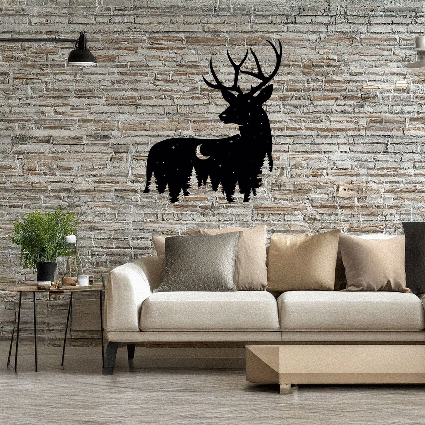 Deer Wildlife Forest Laser Cut Wall Art - Black Metal Nature Decor in 3 Sizes, Perfect Gift for Home or Cabin