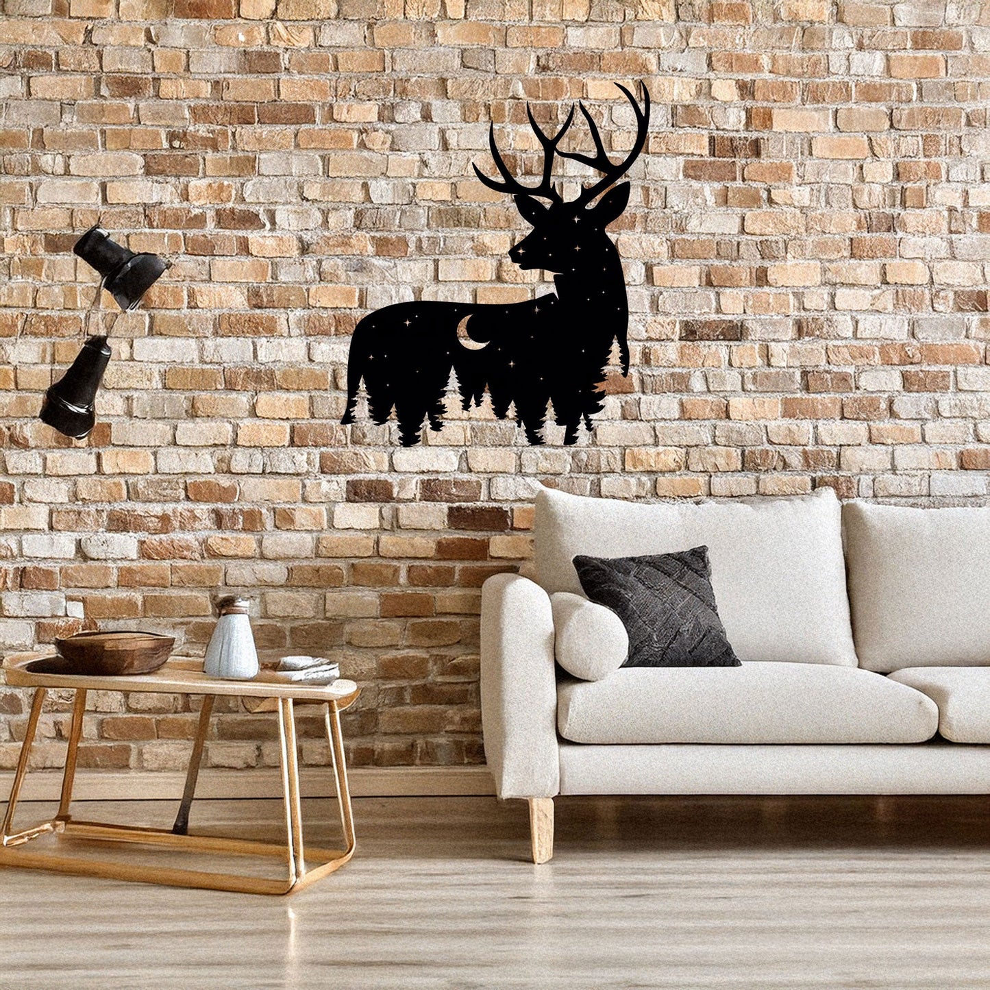 Deer Wildlife Forest Laser Cut Wall Art - Black Metal Nature Decor in 3 Sizes, Perfect Gift for Home or Cabin