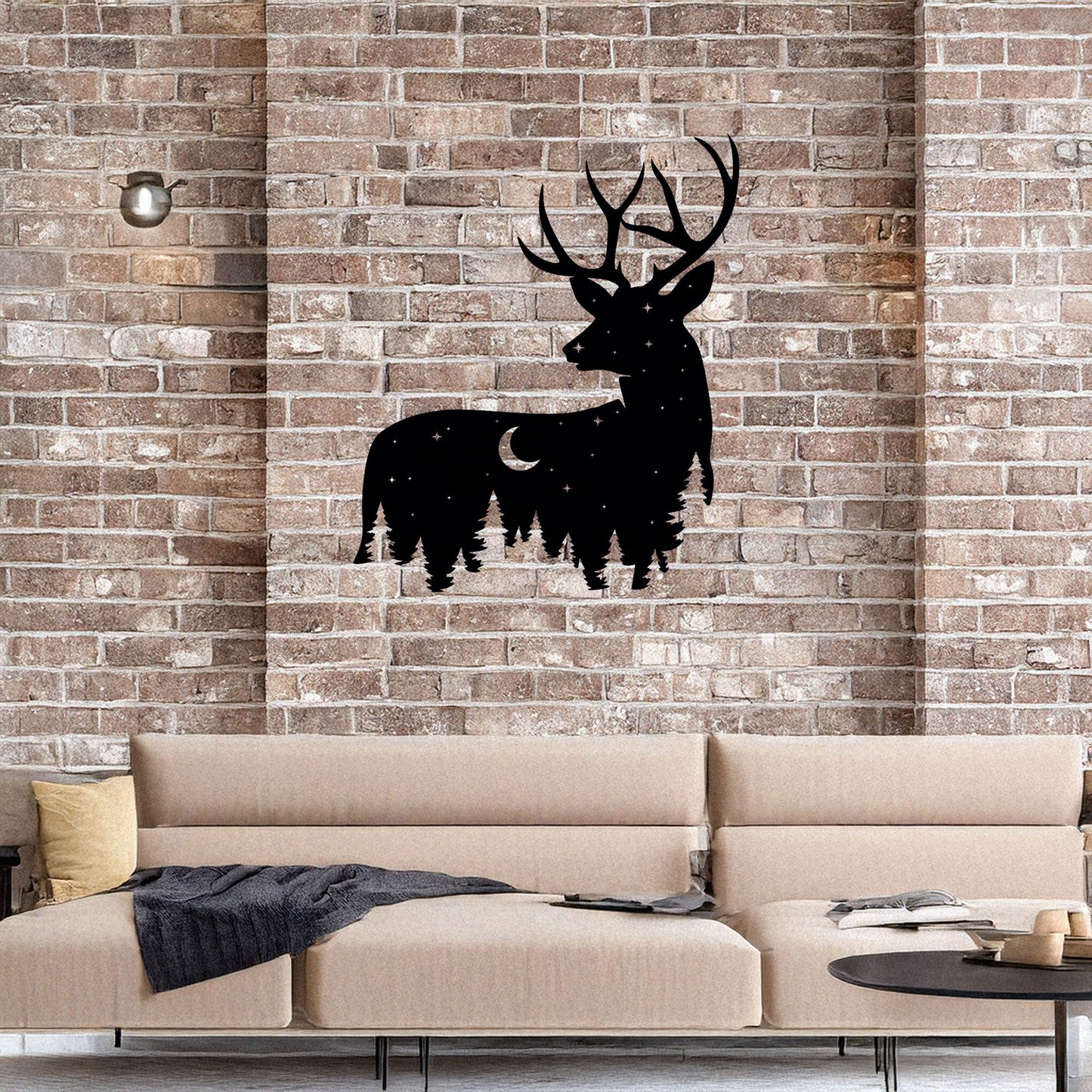 Deer Wildlife Forest Laser Cut Wall Art - Black Metal Nature Decor in 3 Sizes, Perfect Gift for Home or Cabin