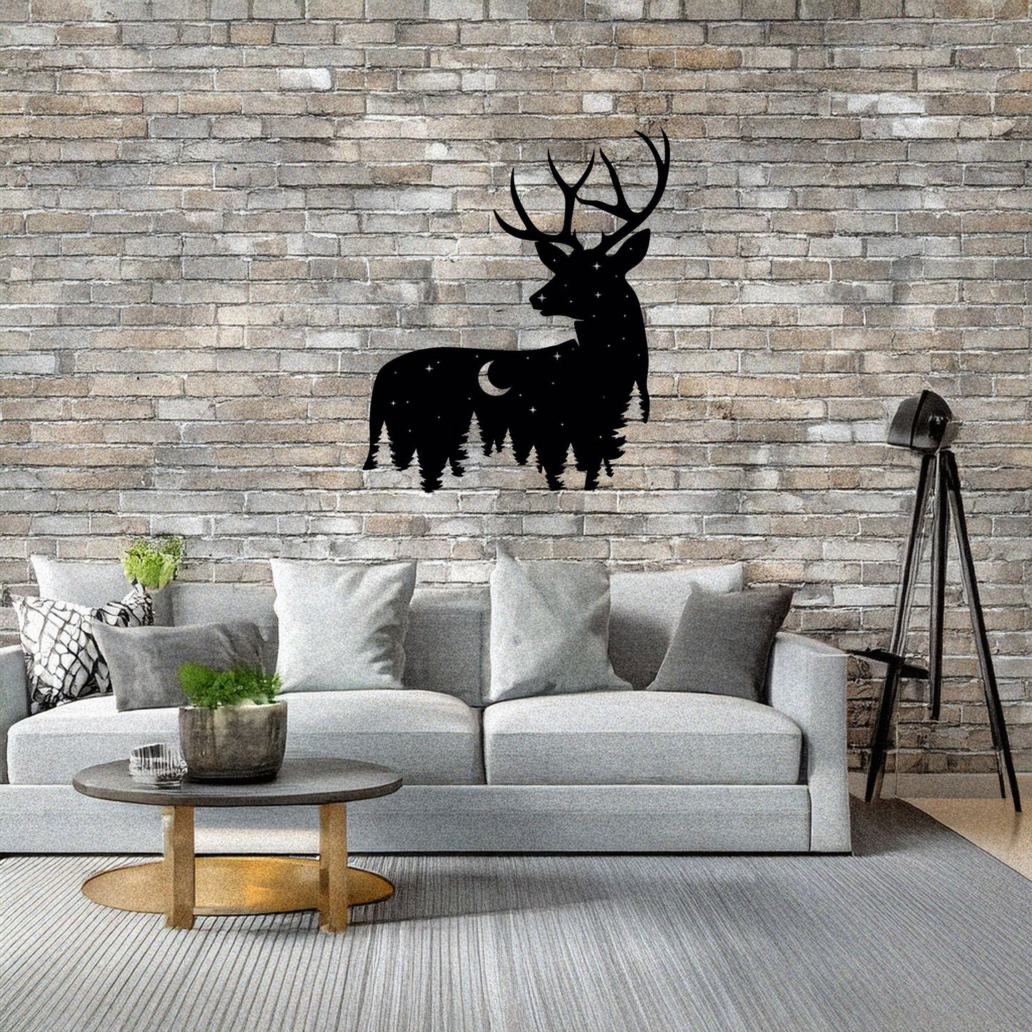 Deer Wildlife Forest Laser Cut Wall Art - Black Metal Nature Decor in 3 Sizes, Perfect Gift for Home or Cabin