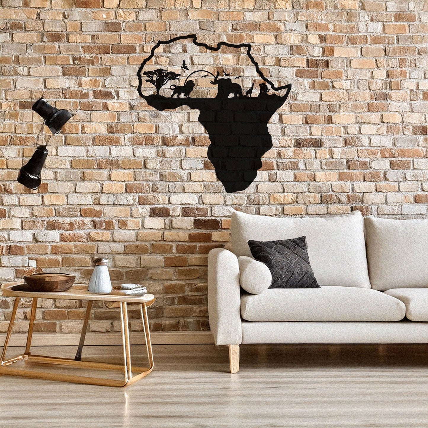African Continent Safari Laser Cut Metal Wall Art - Black Wildlife Decor in 3 Sizes, Unique Gift for Safari Lovers