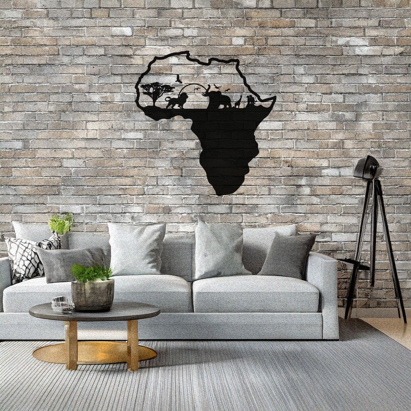 African Continent Safari Laser Cut Metal Wall Art - Black Wildlife Decor in 3 Sizes, Unique Gift for Safari Lovers