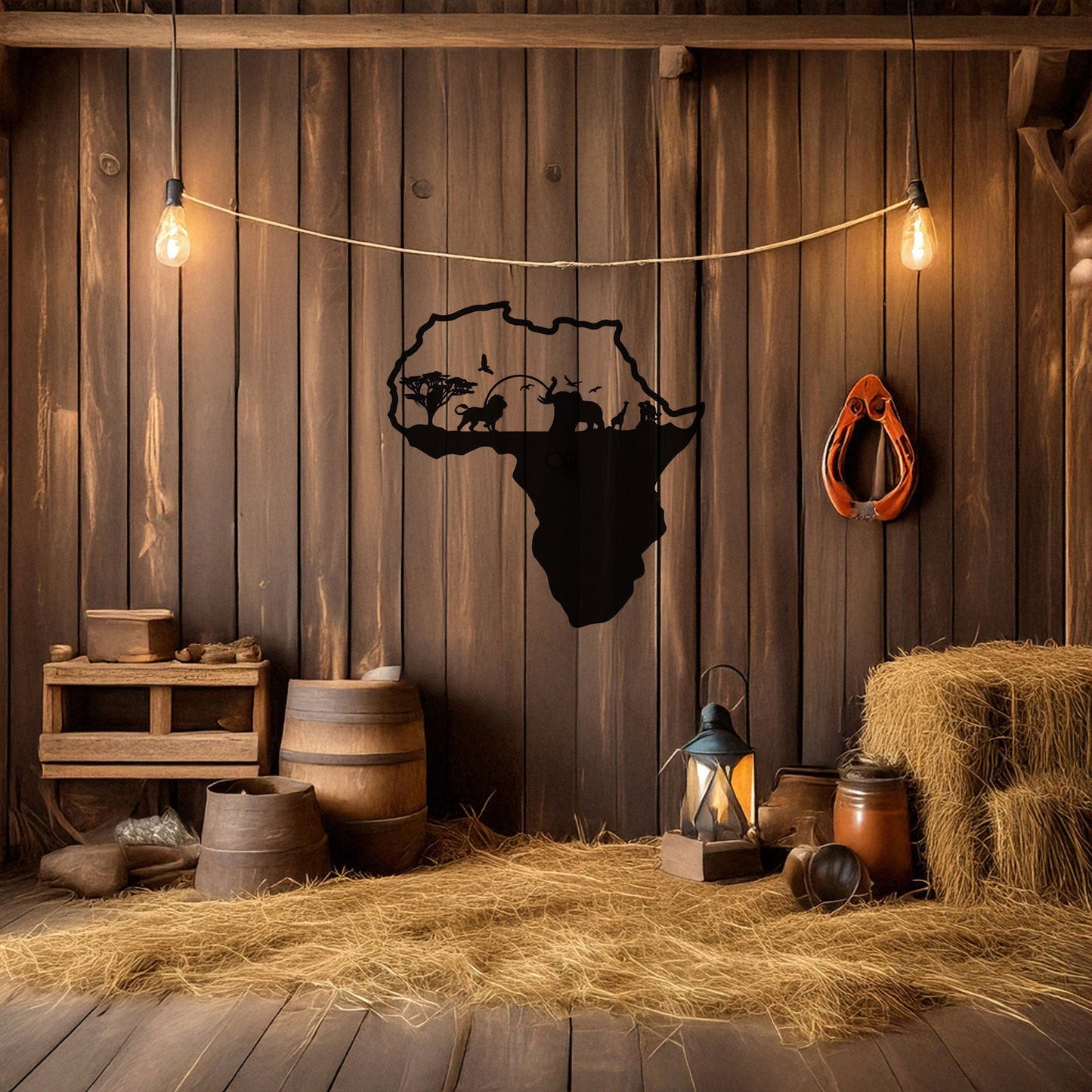 African Continent Safari Laser Cut Metal Wall Art - Black Wildlife Decor in 3 Sizes, Unique Gift for Safari Lovers