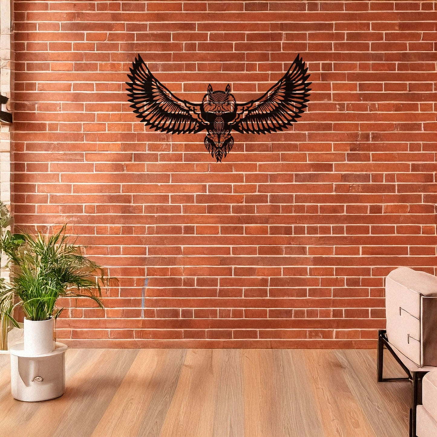Intricate Owl Laser Cut Metal Wall Art - Black Decor with Wings Spread, Available in 3 Sizes, Unique Gift for Wildlife Lovers