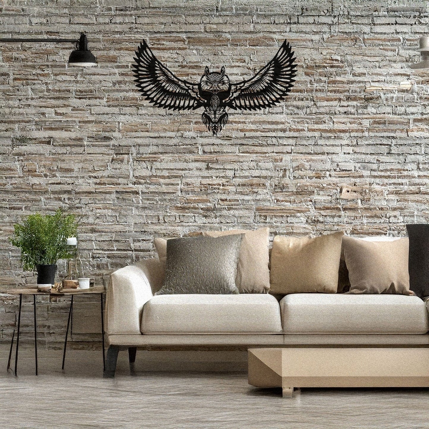Intricate Owl Laser Cut Metal Wall Art - Black Decor with Wings Spread, Available in 3 Sizes, Unique Gift for Wildlife Lovers