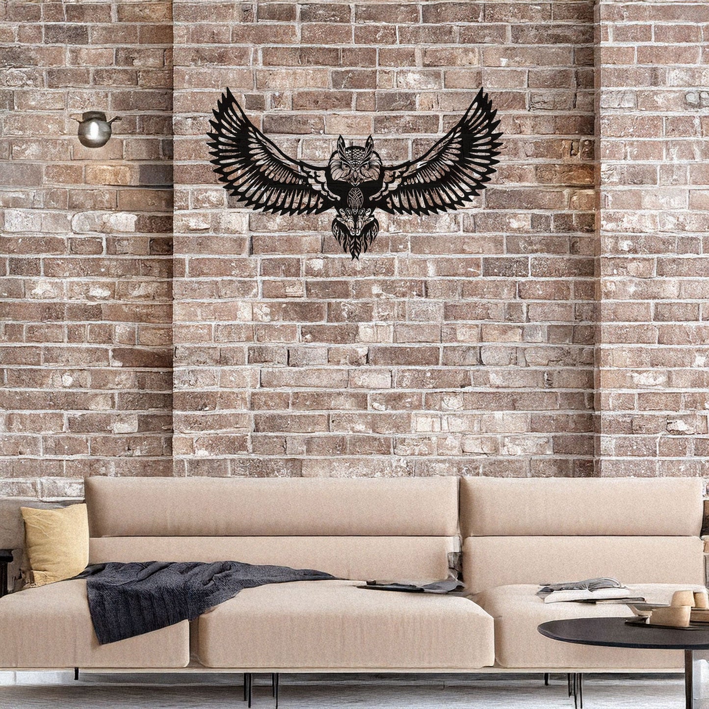 Intricate Owl Laser Cut Metal Wall Art - Black Decor with Wings Spread, Available in 3 Sizes, Unique Gift for Wildlife Lovers