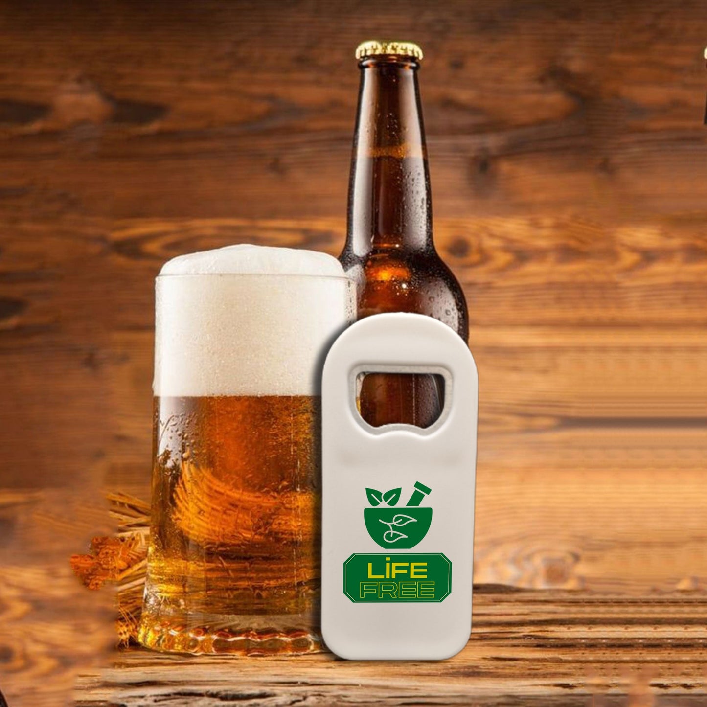 Custom Bottle Opener Magnet, Alcohol & Weed Themed Design, Personalized Magnet Bottle Opener, Unique Gift for Him, Cannabis & Beer Accessory
