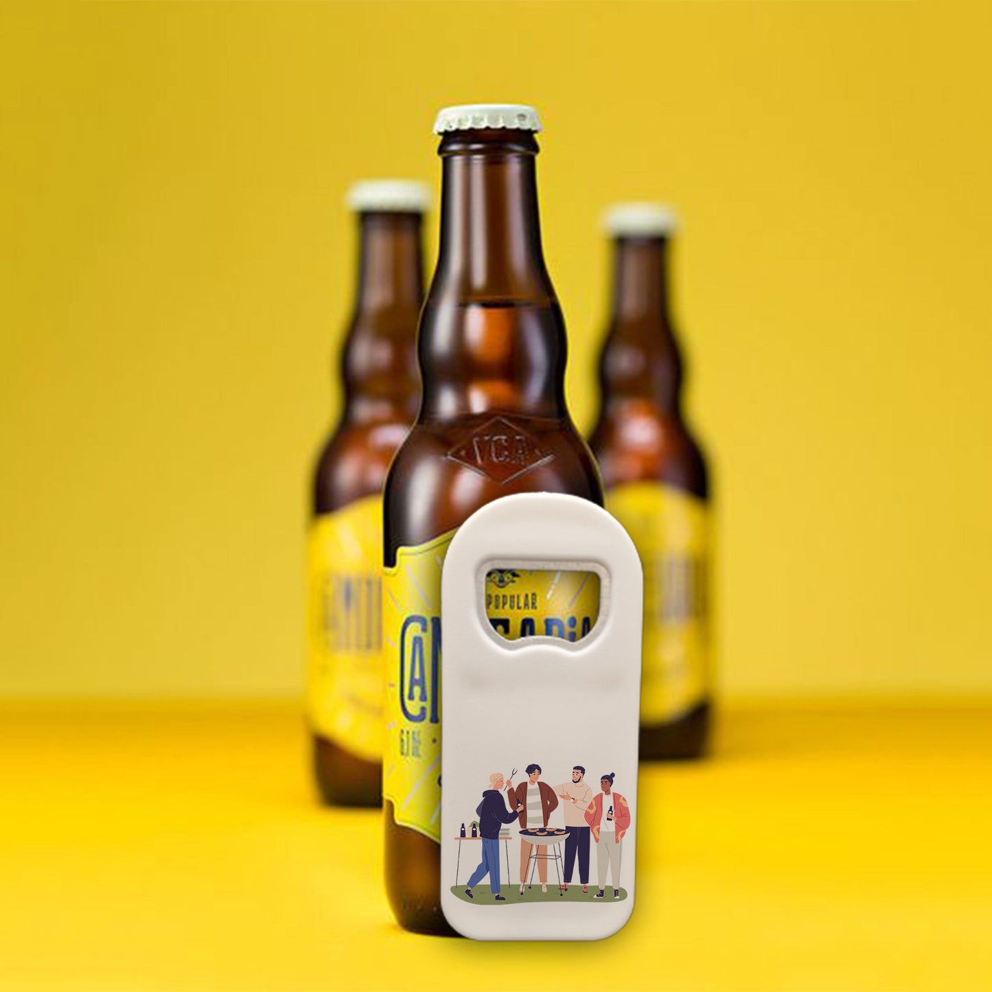 Personalized Bottle Opener Magnet, BBQ Party Design, Custom 1.77x4.33 Inch Magnet, Unique Barbecue Accessory, Gift for Grilling Enthusiasts