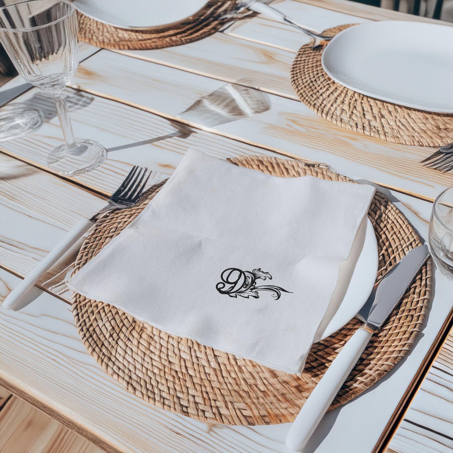 Personalized Monogram Letter & Number Design Napkins | 15x15 Inch Custom Printed Paper Napkins | Elegant Party Essentials