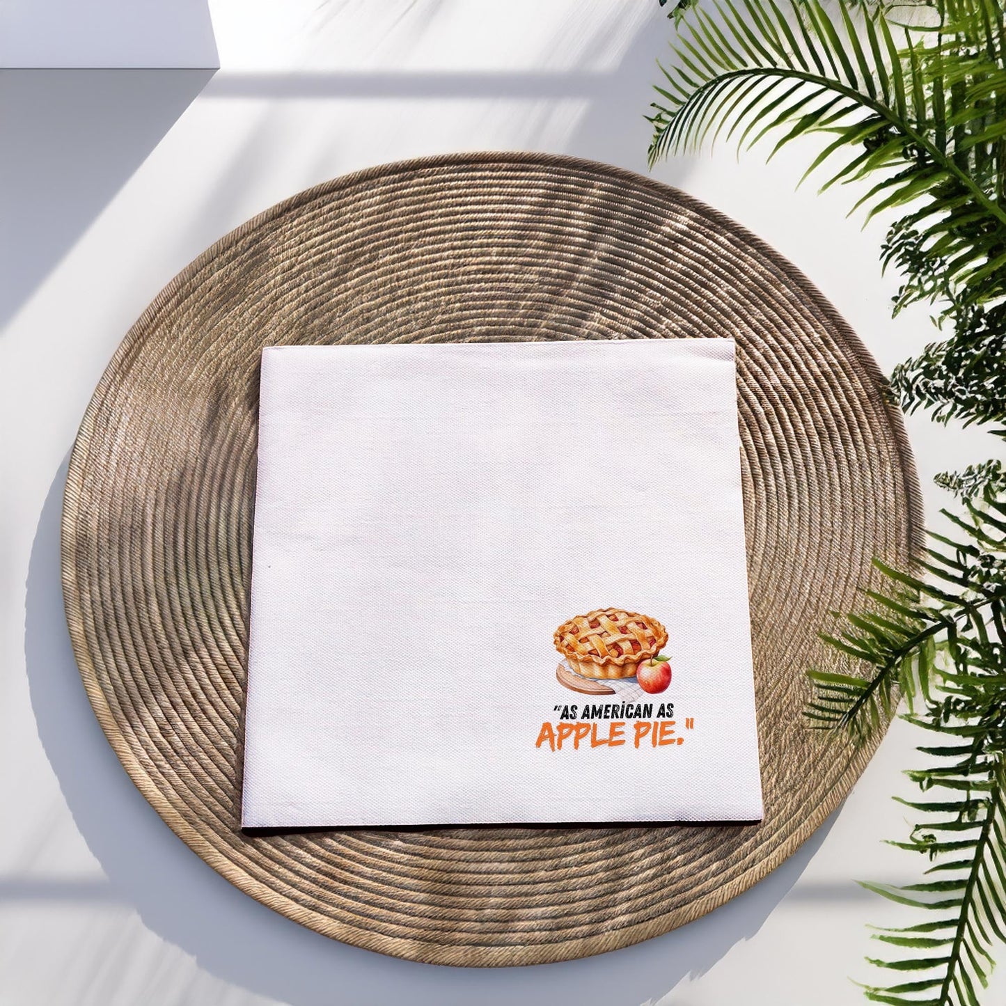 Personalized Apple Pie Printed Paper Napkins 15x15 Inch | Custom Party Napkins | 30 Unique Apple Pie Designs | Holiday, Event Decor