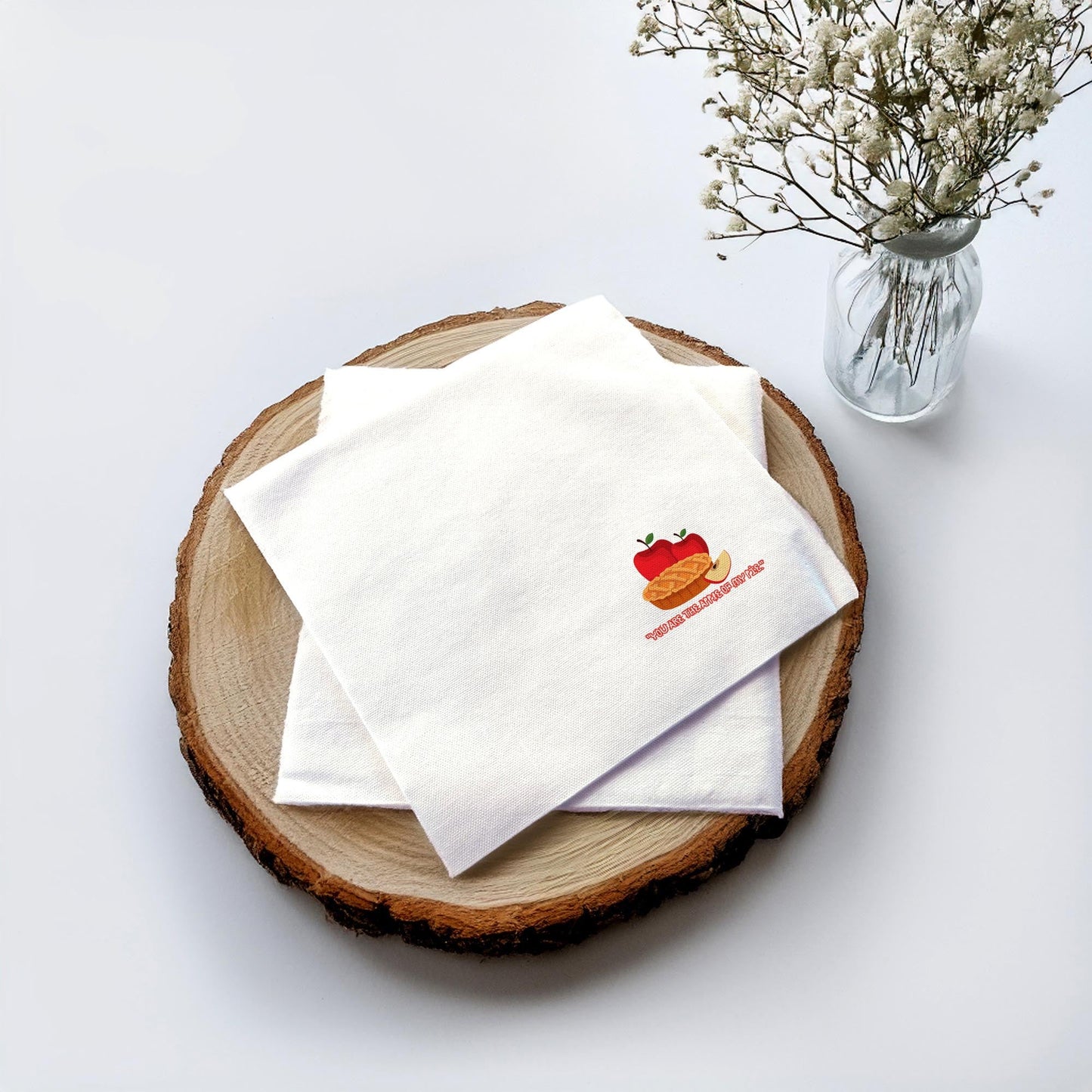 Personalized Apple Pie Printed Paper Napkins 15x15 Inch | Custom Party Napkins | 30 Unique Apple Pie Designs | Holiday, Event Decor