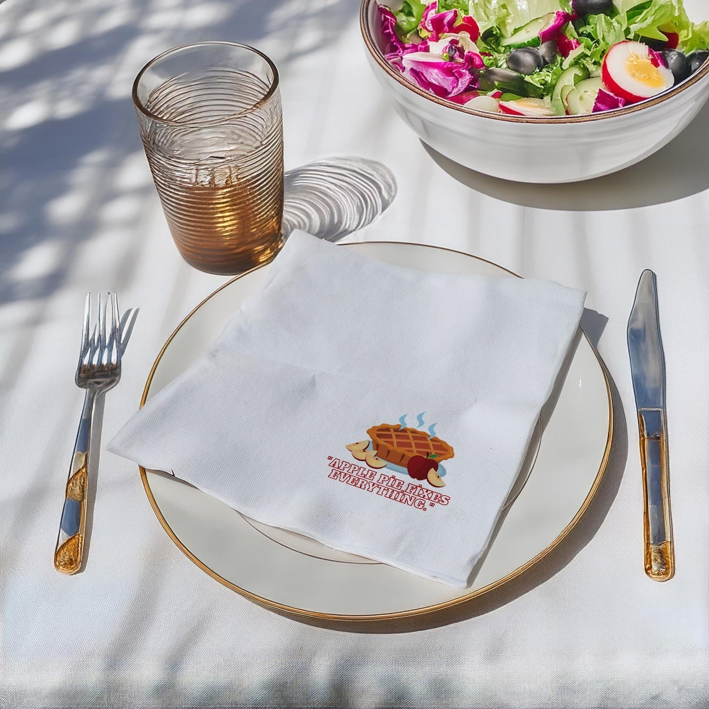 Personalized Apple Pie Printed Paper Napkins 15x15 Inch | Custom Party Napkins | 30 Unique Apple Pie Designs | Holiday, Event Decor