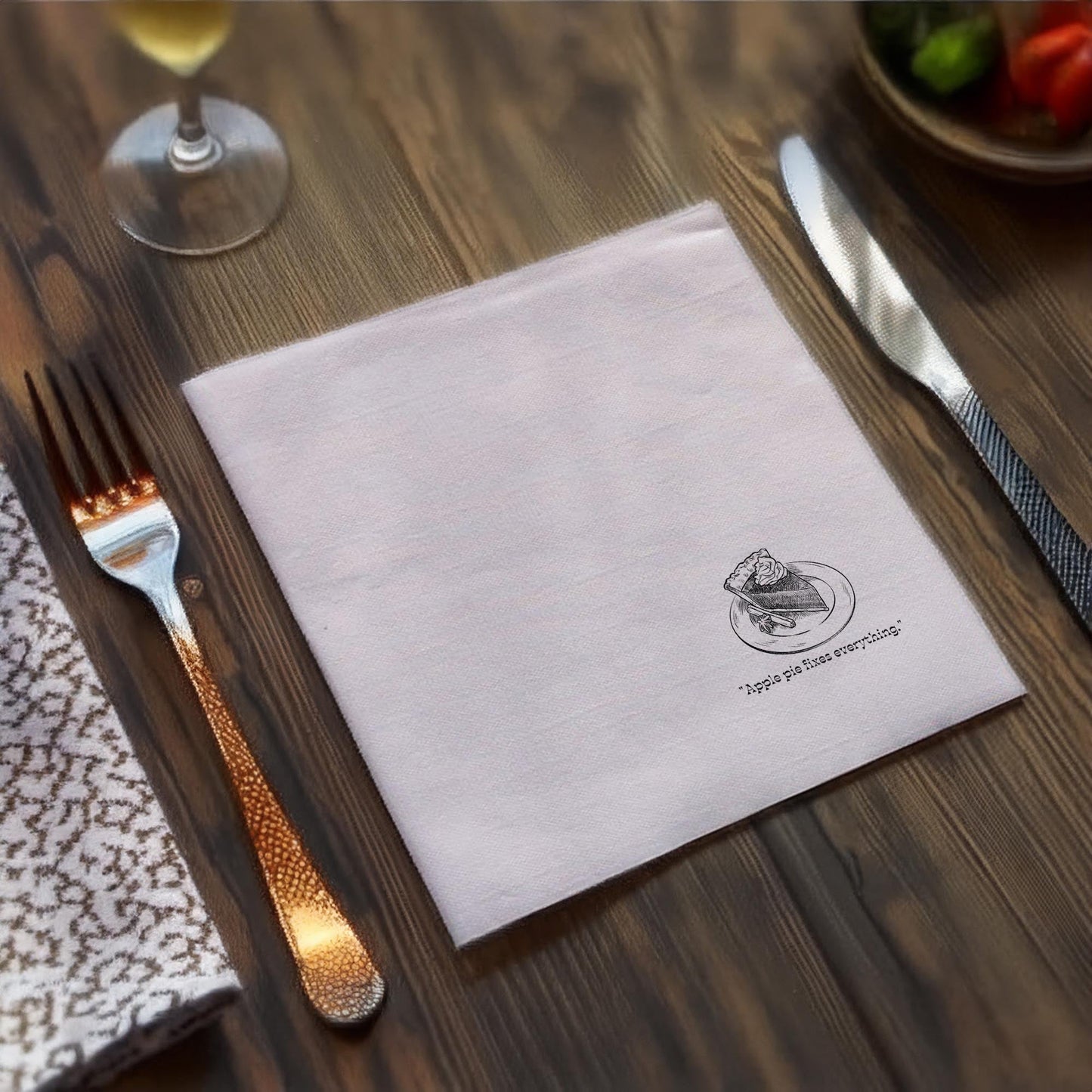 Personalized Apple Pie Printed Paper Napkins 15x15 Inch | Custom Party Napkins | 30 Unique Apple Pie Designs | Holiday, Event Decor