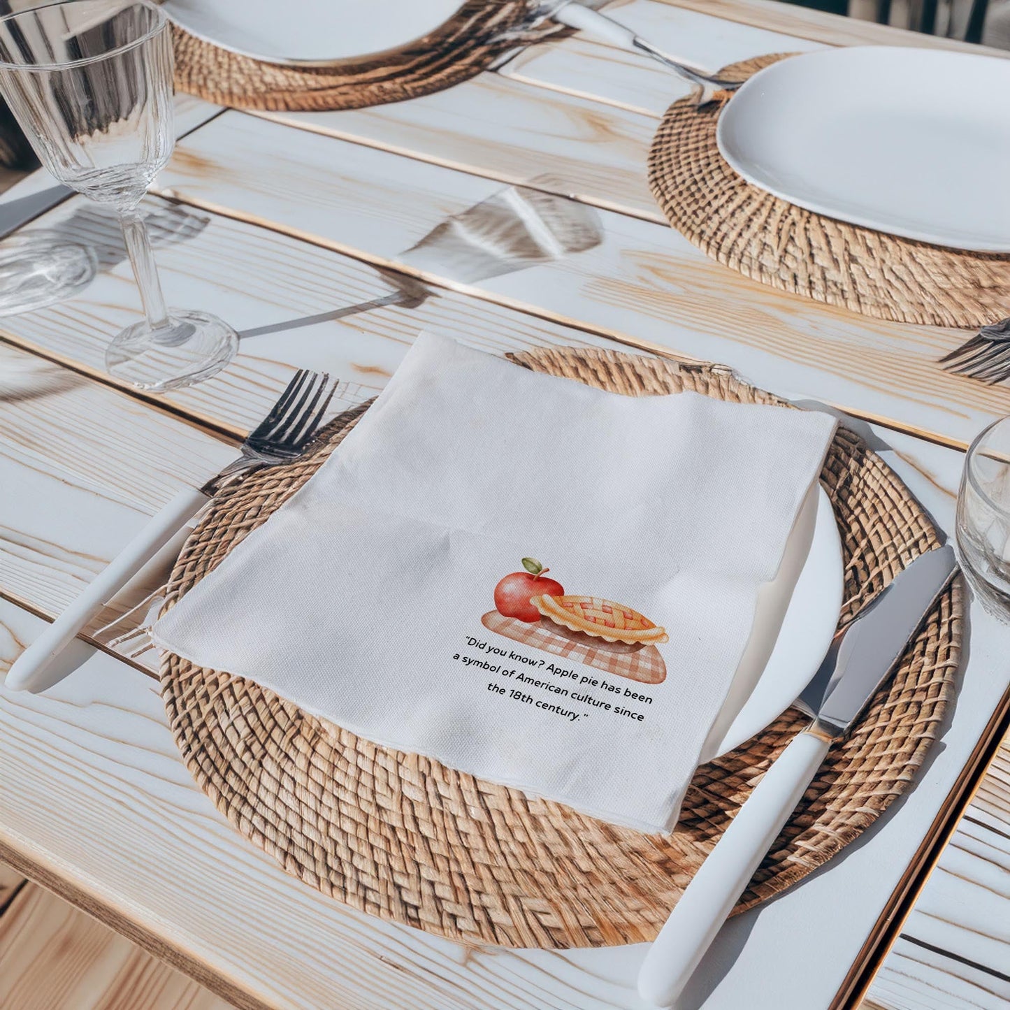 Personalized Apple Pie Printed Paper Napkins 15x15 Inch | Custom Party Napkins | 30 Unique Apple Pie Designs | Holiday, Event Decor