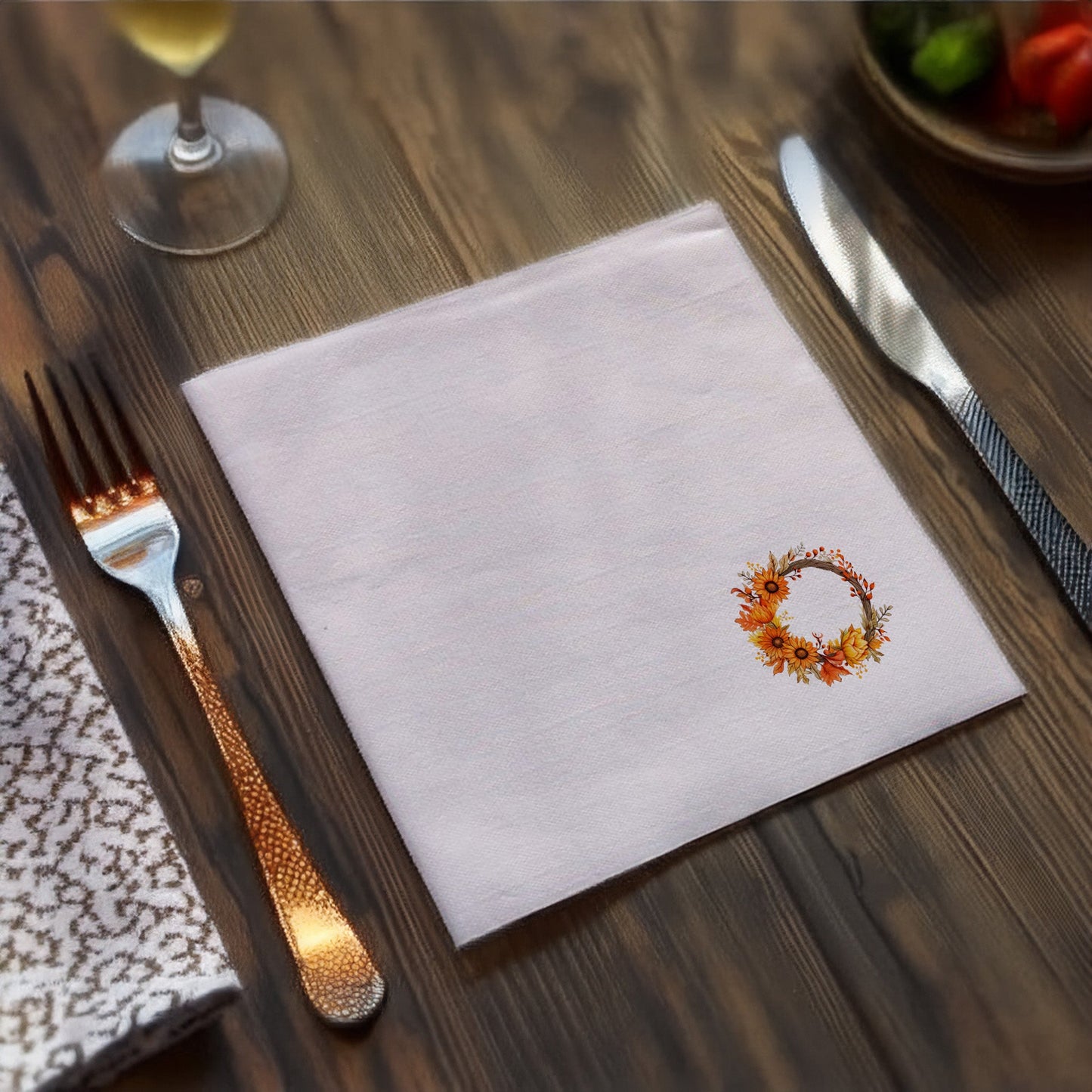Personalized Thanksgiving Napkin Set for Fall Dining, Printed Cloth Napkins with Seasonal Turkey and Pumpkin Design, Festive Table Decor