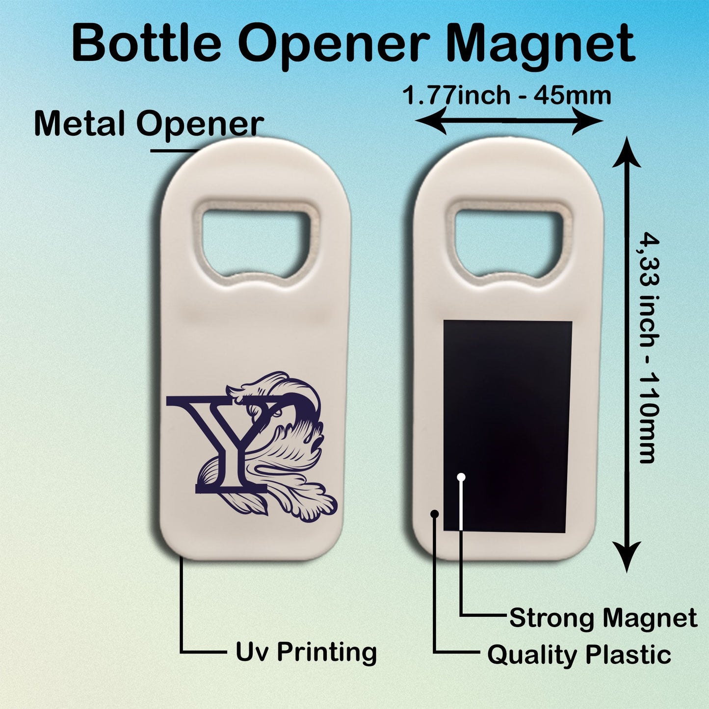 Personalized Bottle Opener Magnet, Monogram Letter Design, Custom 1.77x4.33 Inch Magnet, Elegant Bar or Kitchen Accessory, Unique Gift Idea