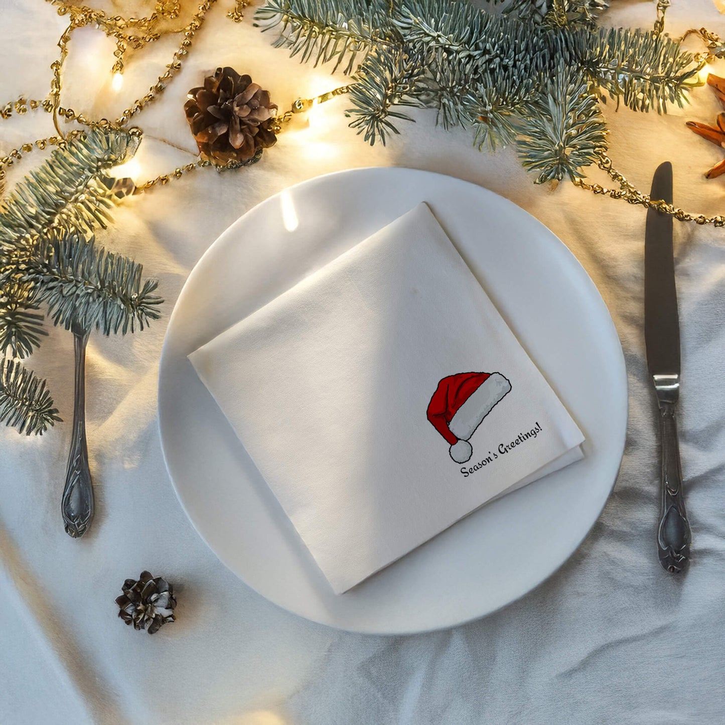 Personalized Christmas-Themed Printed Napkin, 16x16 Inches, Holiday Table Decor, Water Absorbent and Fade-Resistant Design