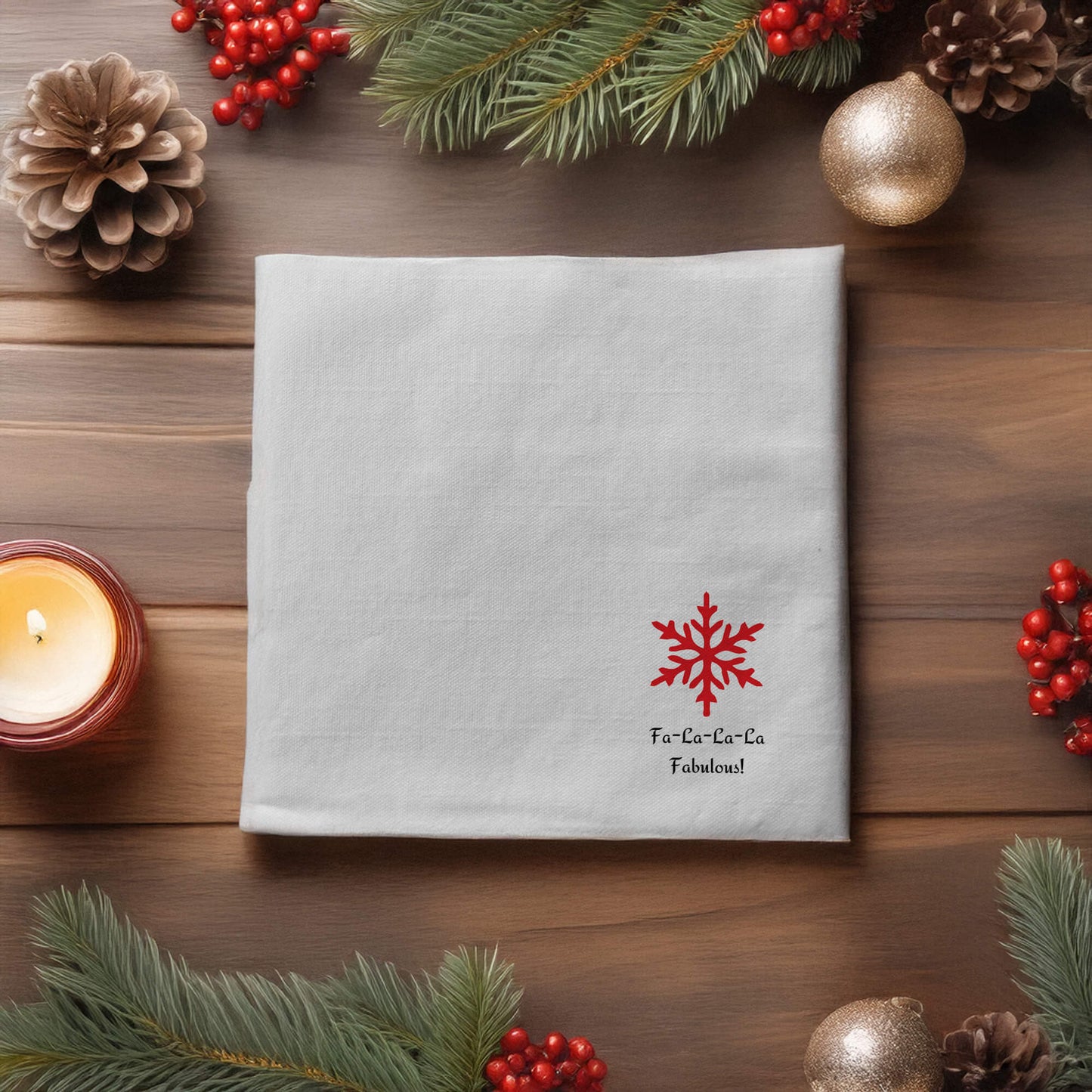 Personalized Christmas-Themed Printed Napkin, 16x16 Inches, Holiday Table Decor, Water Absorbent and Fade-Resistant Design