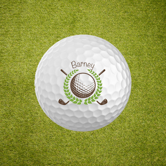 Custom Personalized Golf Ball with Name and Green Laurel Design, Unique Golf Gift, High-Quality Print, Perfect For Golfer Dad, Birthday Gift