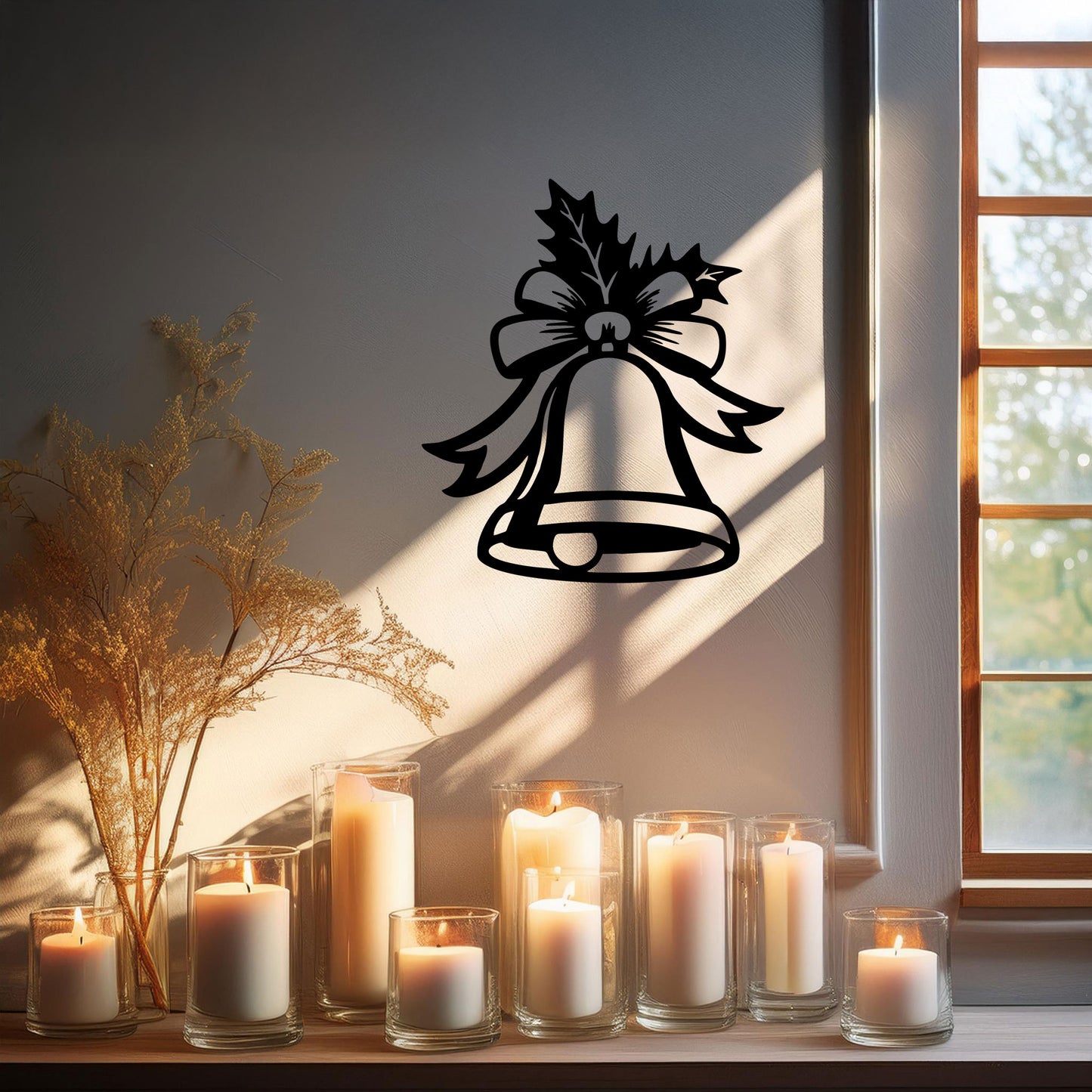 Laser Cut Metal Wall Decor, Christmas Bell Design, Black Holiday Wall Art, Festive Home Decor, Matte Black Accent, Christmas Gift Idea