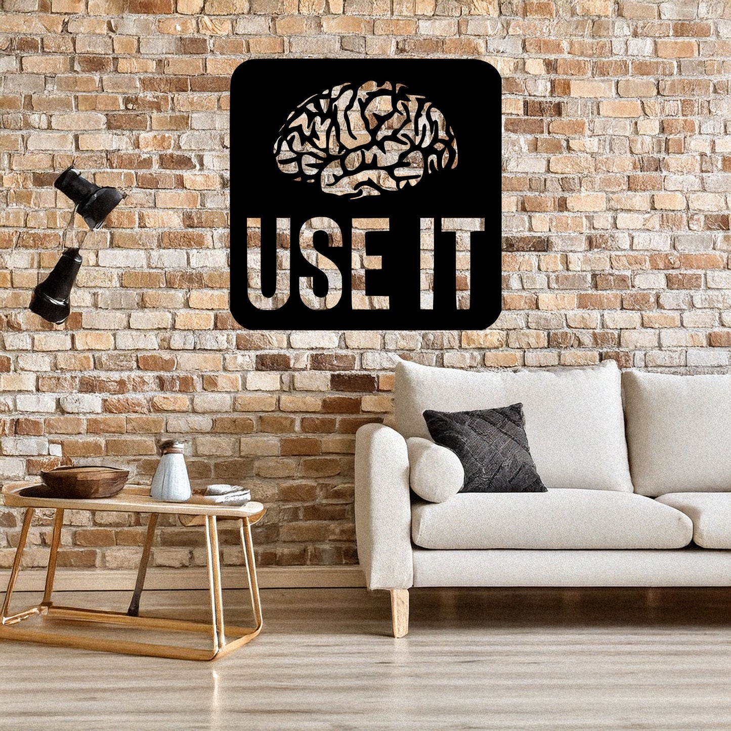 Laser Cut Metal Wall Decor, "Use It Brain" Design, Black Inspirational Wall Art, Motivational Office Decor, Matte Black Home Accent
